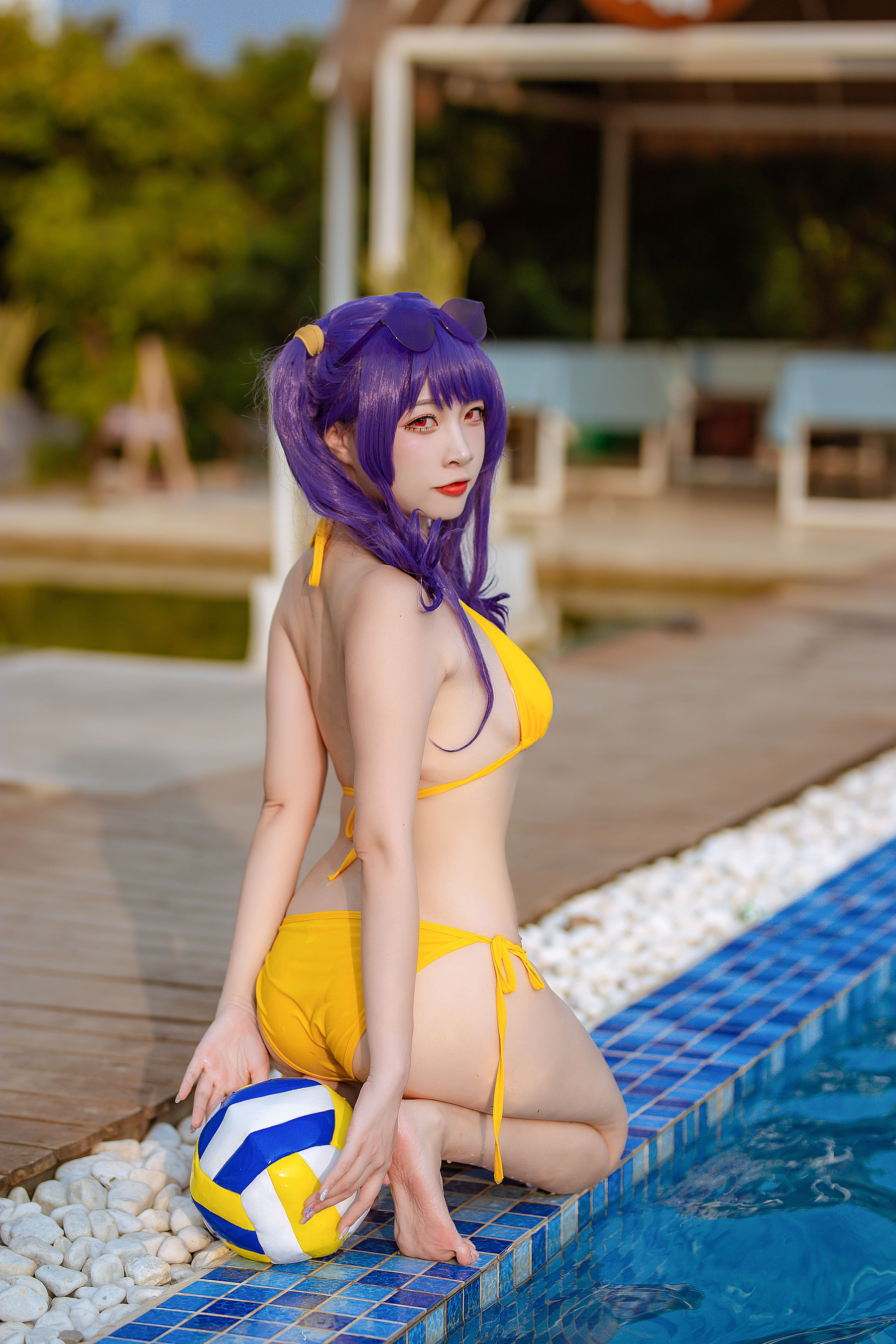 人气Coser二佐Nisa – 碧蓝 波拉泳装 Cosplay-第1张