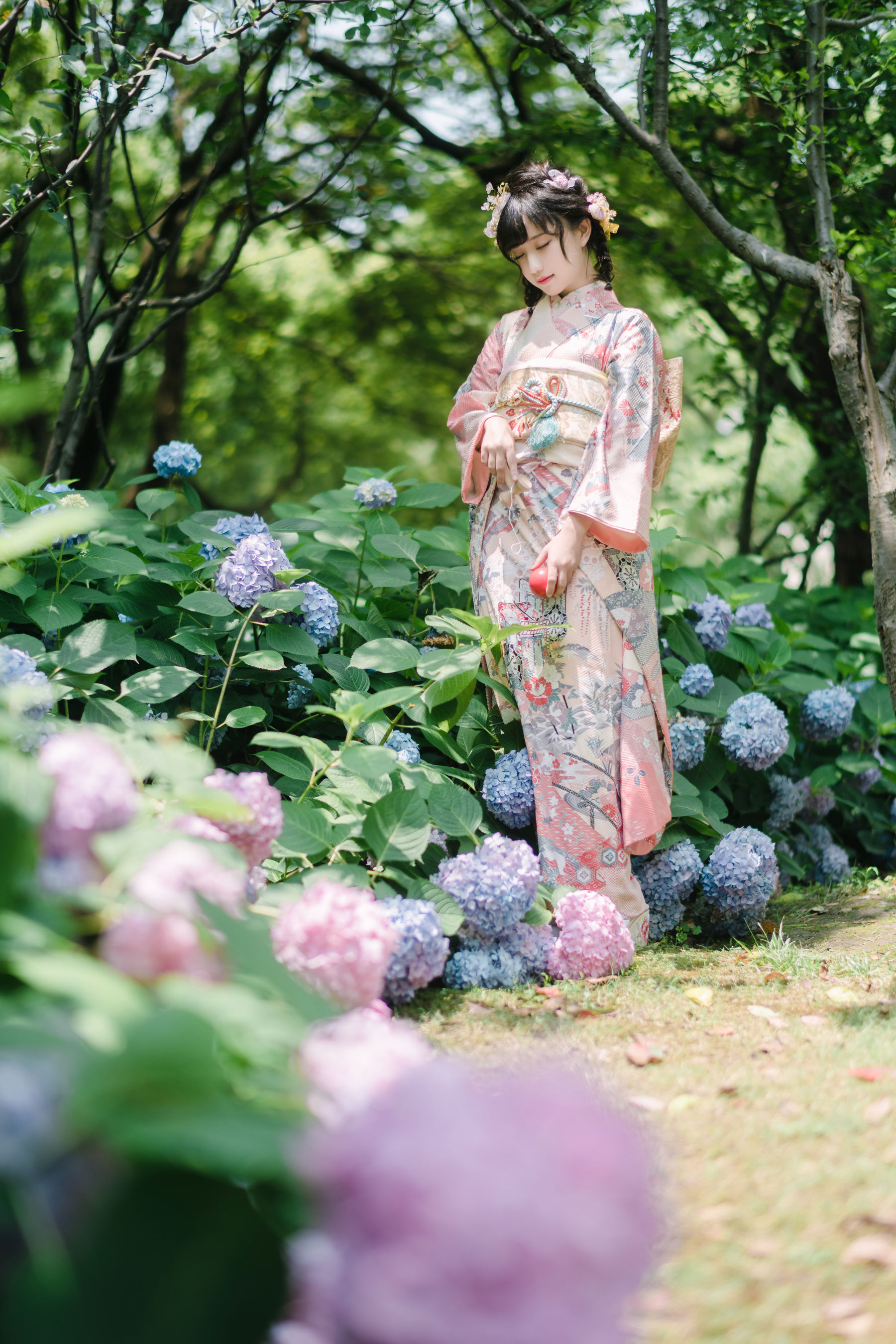 花柒Hana – 绣球花和服 Cosplay-第1张