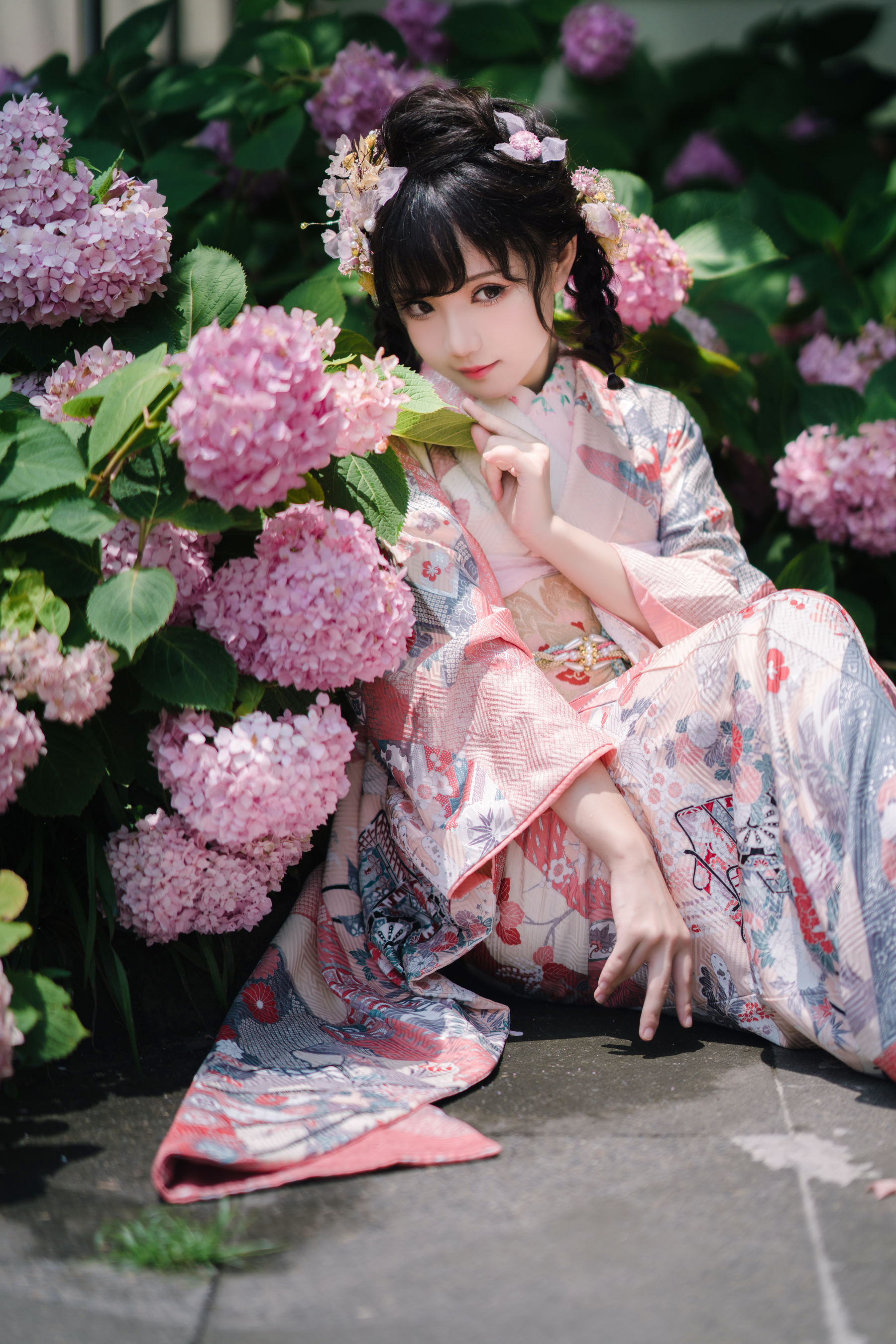 花柒Hana – 绣球花和服 Cosplay-第5张