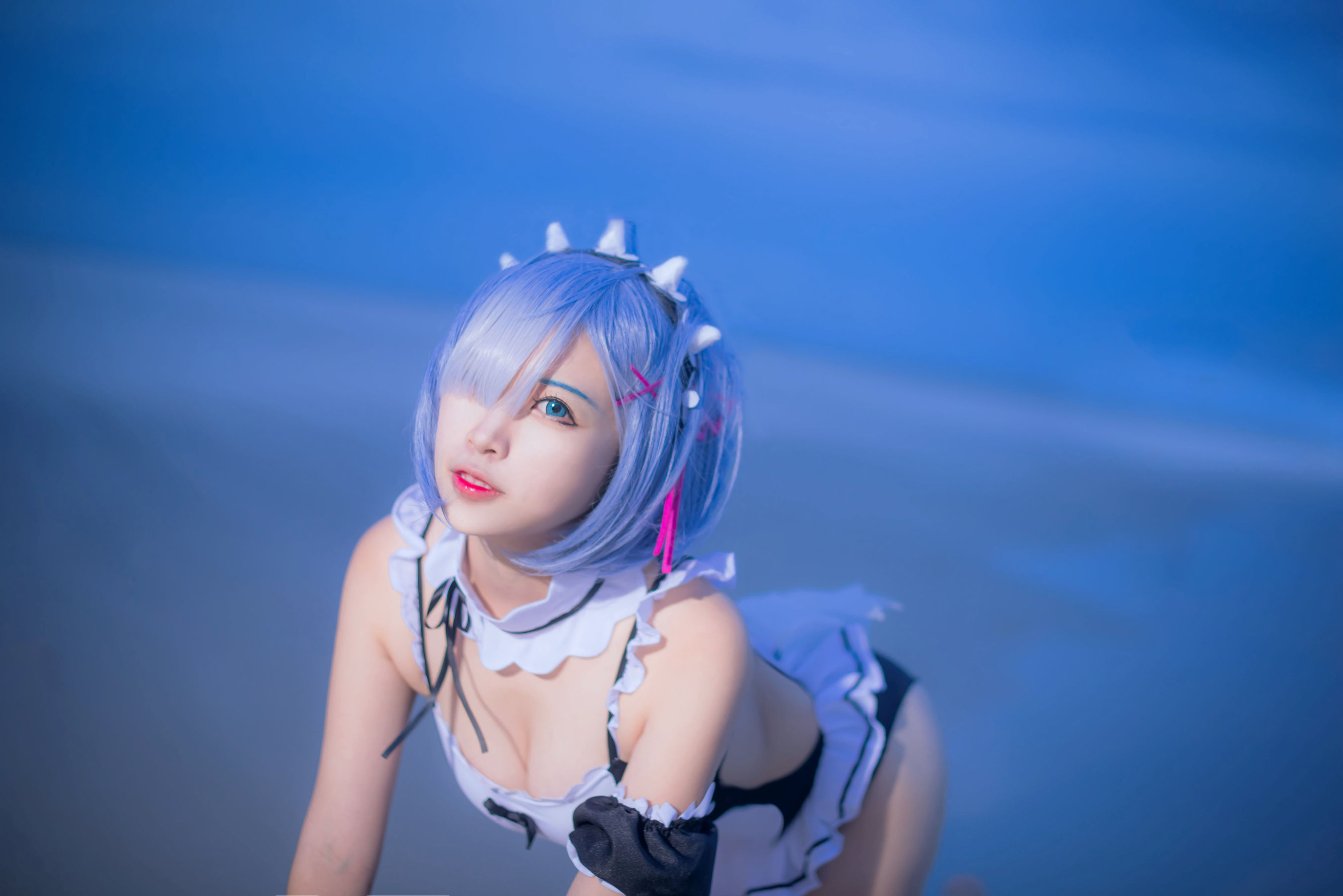 人气Coser二佐Nisa – 蕾姆泳衣 Cosplay-第3张