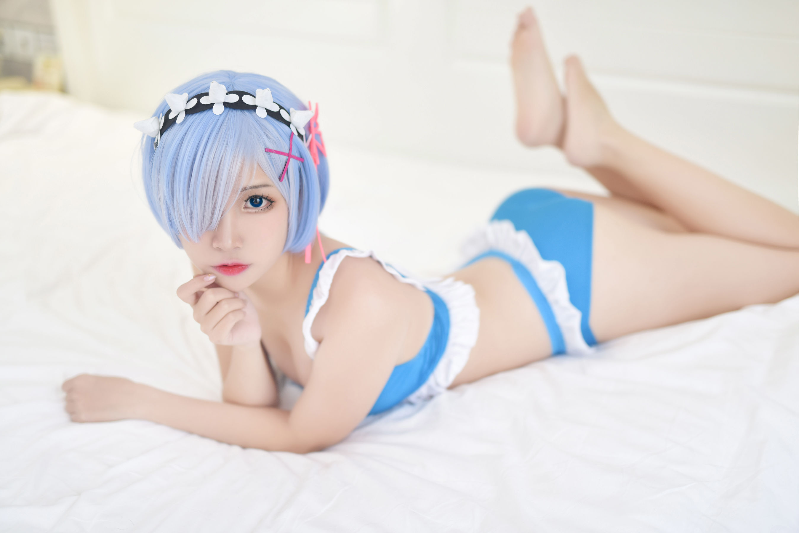 人气Coser二佐Nisa – 蕾姆泳衣 Cosplay-第6张