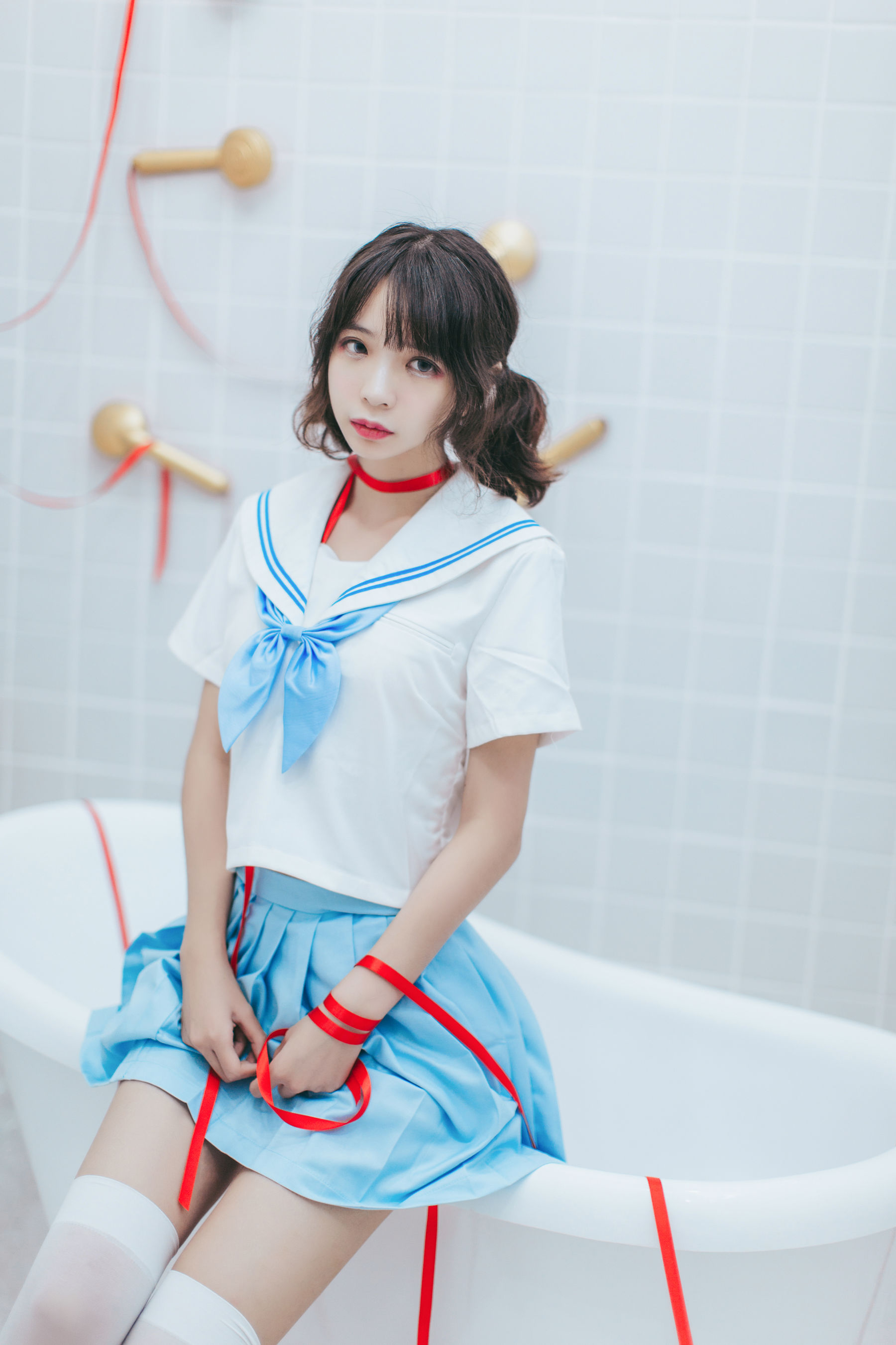 [Cosplay写真] 疯猫ss – 浴室JK Cosplay-第21张