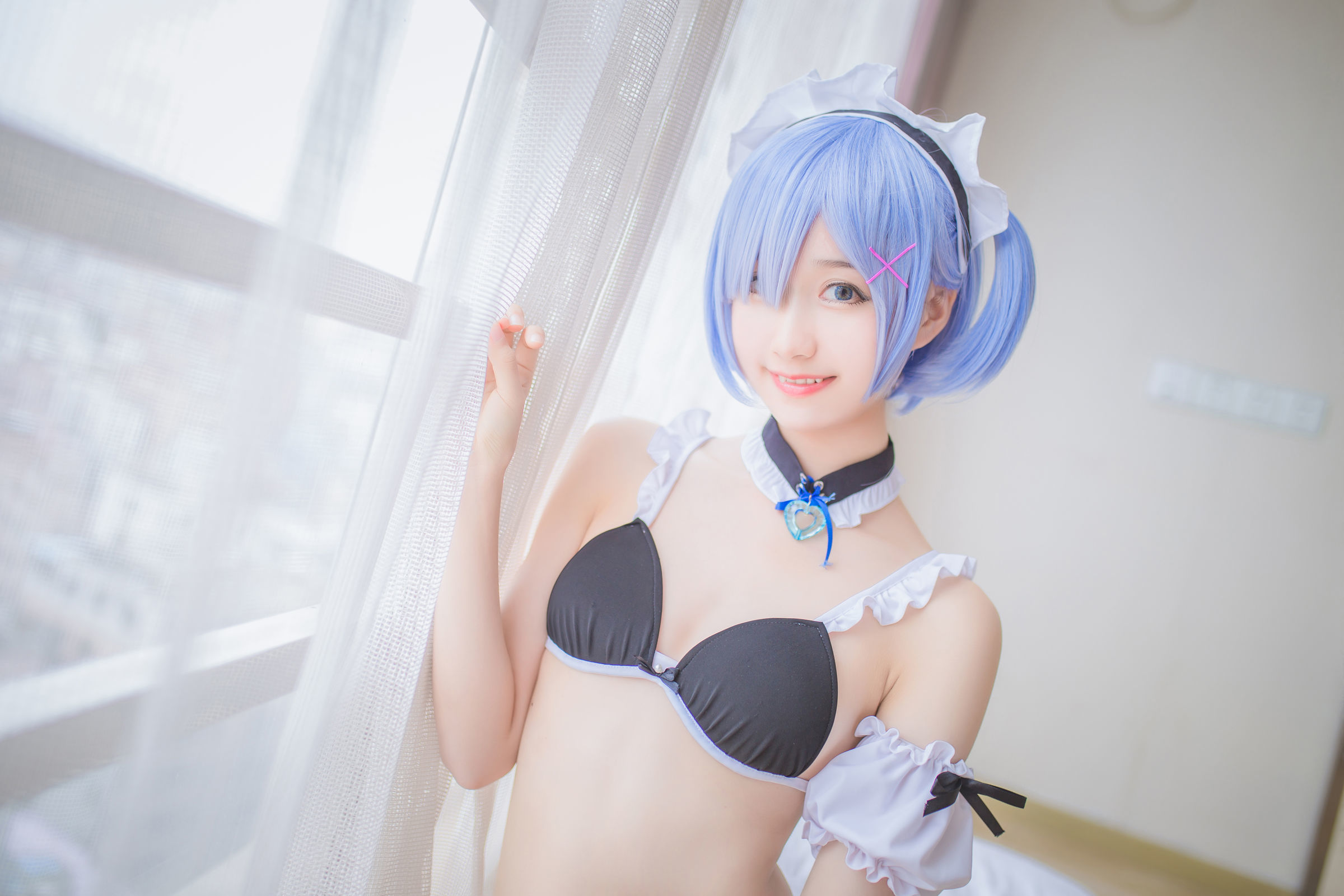 [萝莉COS] 木绵绵OwO – 蕾姆泳装+兔女郎 Cosplay-第4张