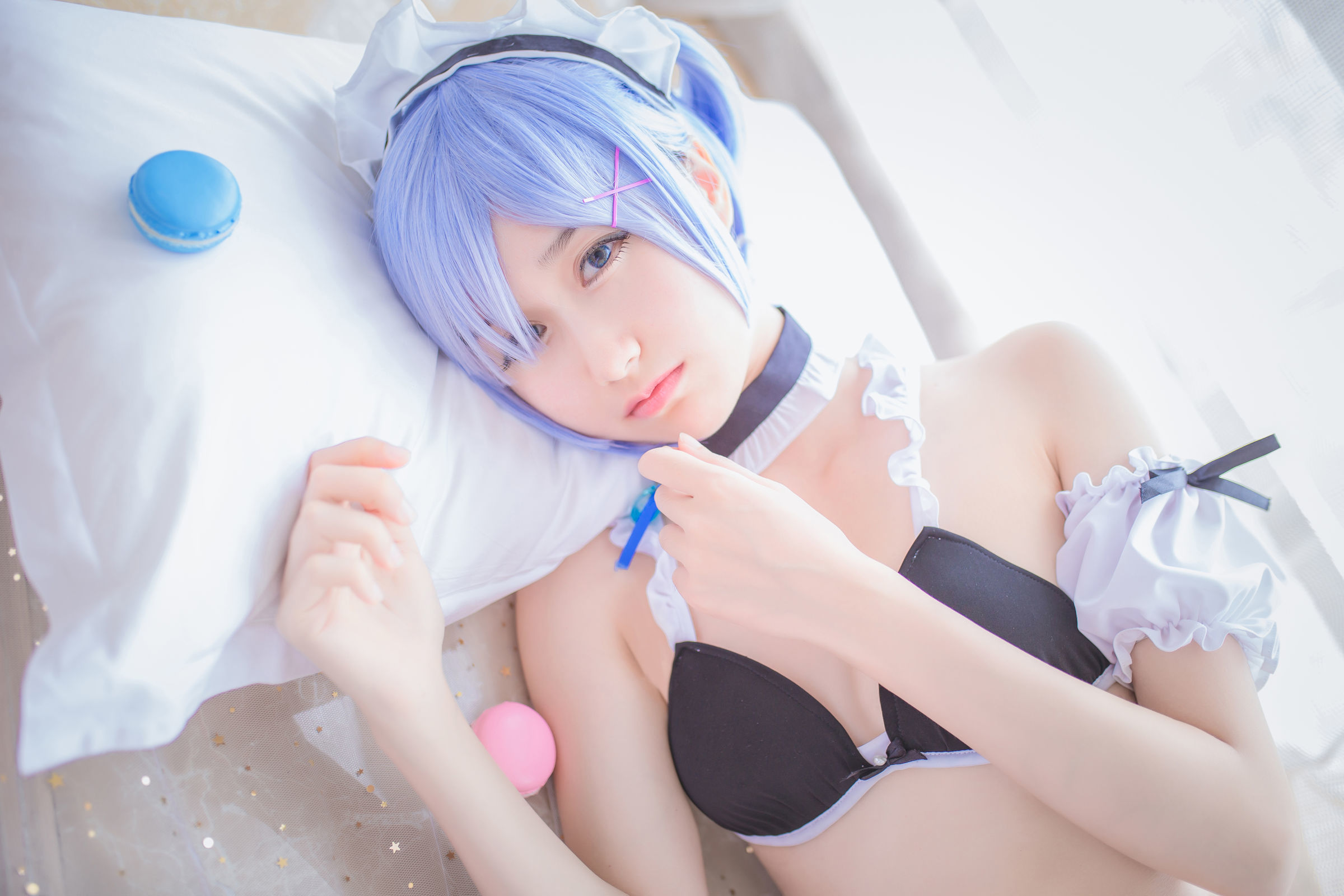 [萝莉COS] 木绵绵OwO – 蕾姆泳装+兔女郎 Cosplay-第6张