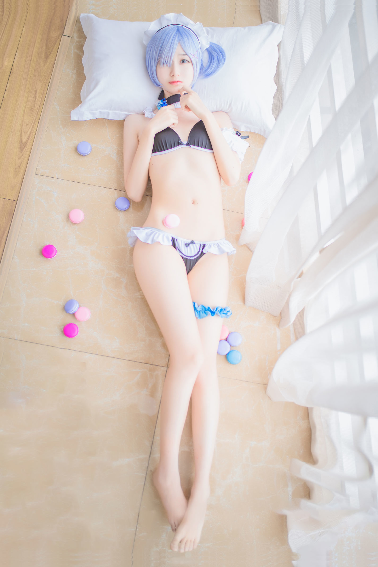 [萝莉COS] 木绵绵OwO – 蕾姆泳装+兔女郎 Cosplay-第8张