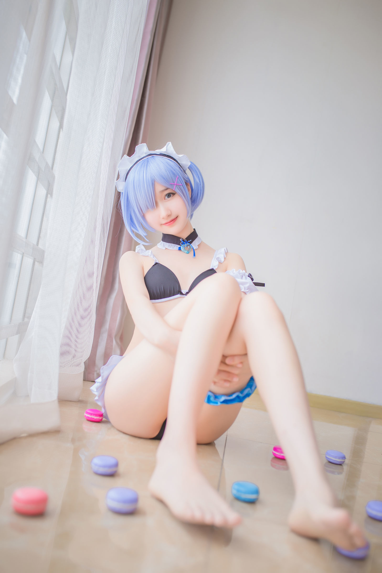 [萝莉COS] 木绵绵OwO – 蕾姆泳装+兔女郎 Cosplay-第9张