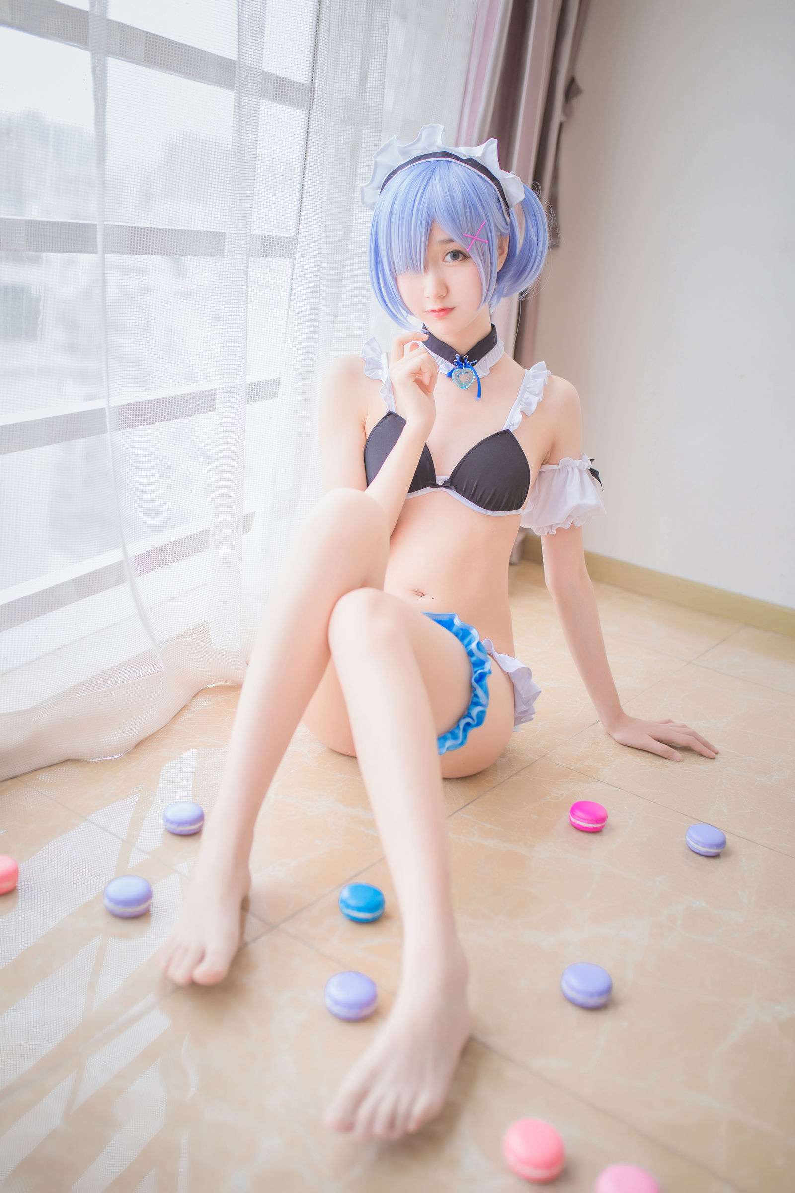 [萝莉COS] 木绵绵OwO – 蕾姆泳装+兔女郎 Cosplay-第12张