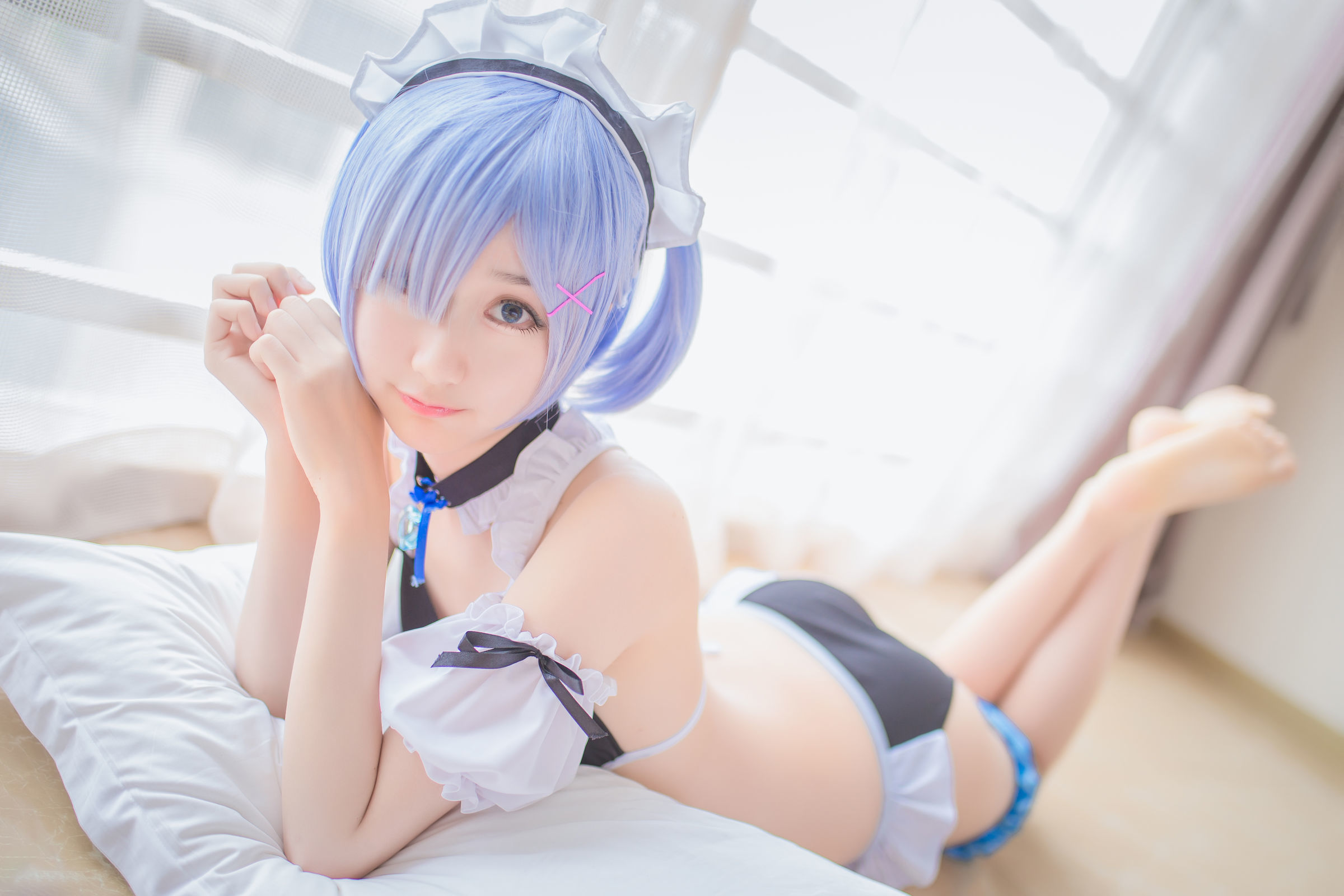 [萝莉COS] 木绵绵OwO – 蕾姆泳装+兔女郎 Cosplay-第13张