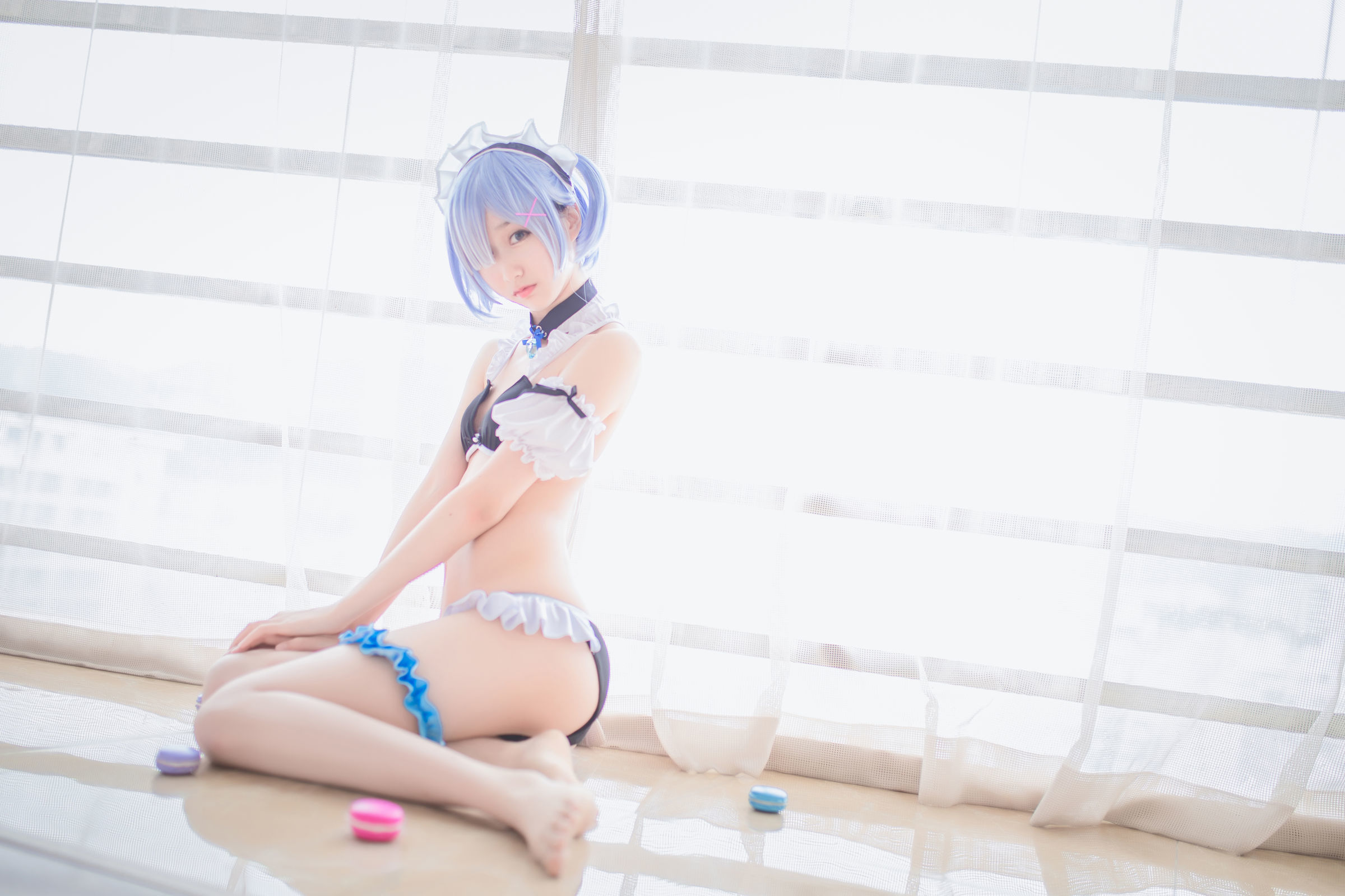 [萝莉COS] 木绵绵OwO – 蕾姆泳装+兔女郎 Cosplay-第14张