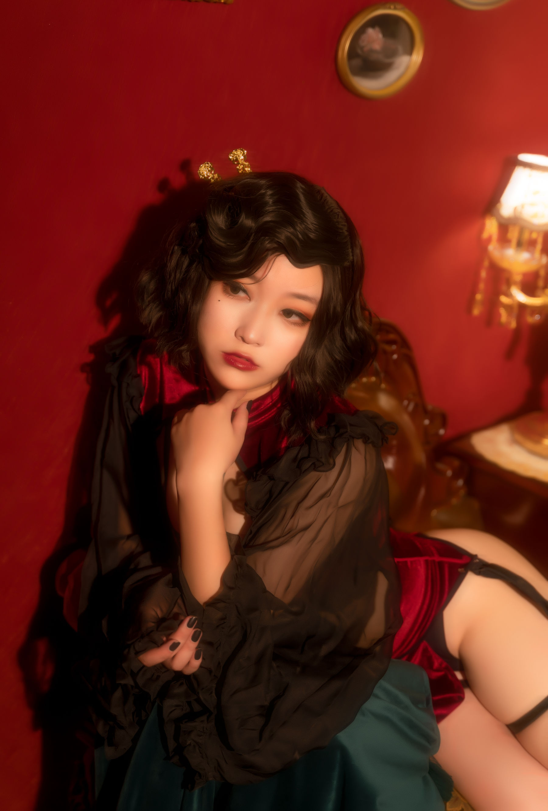 奇行家狗崽(棕桠阿狗崽) – 红丝绒旗袍 Cosplay-第1张