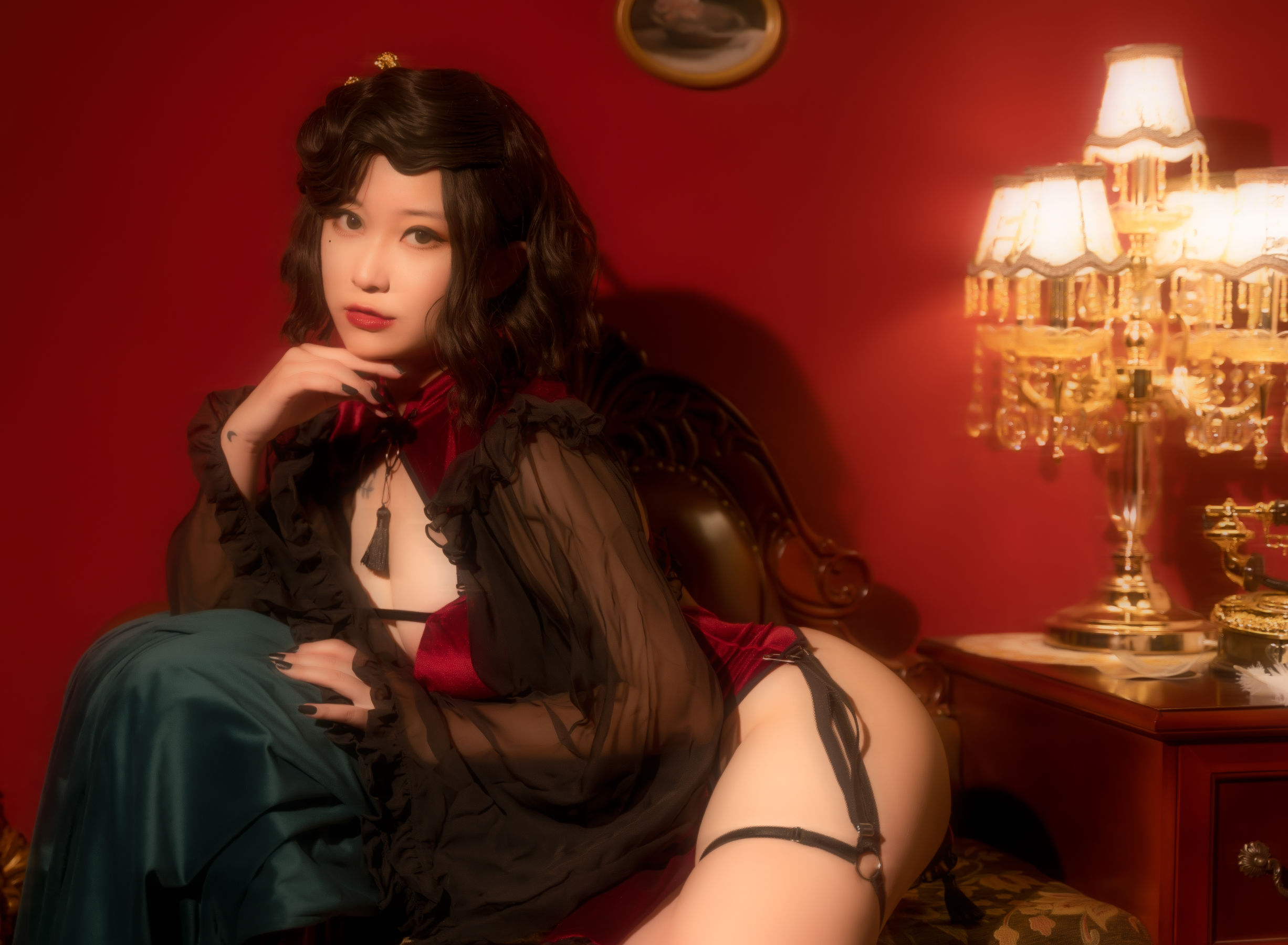 奇行家狗崽(棕桠阿狗崽) – 红丝绒旗袍 Cosplay-第16张