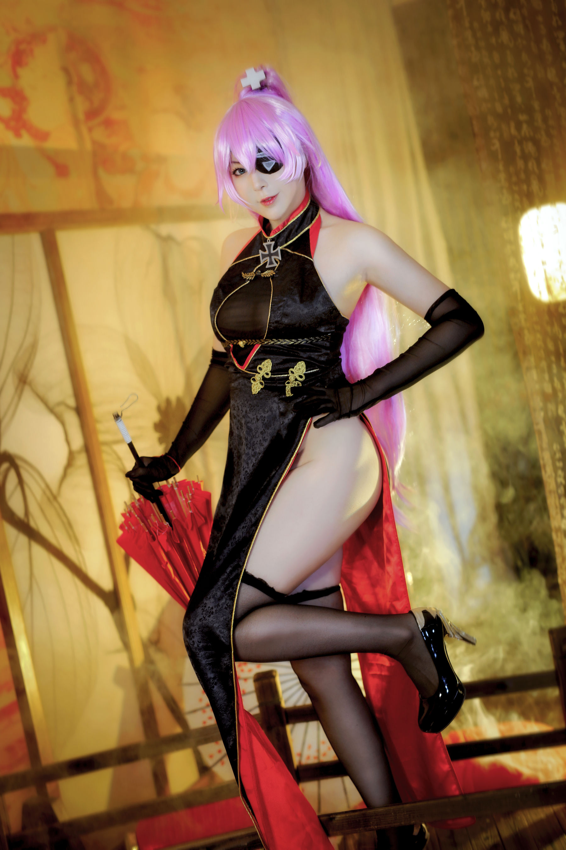 小容仔咕咕咕 – 沙恩霍斯特旗袍 Cosplay-第3张