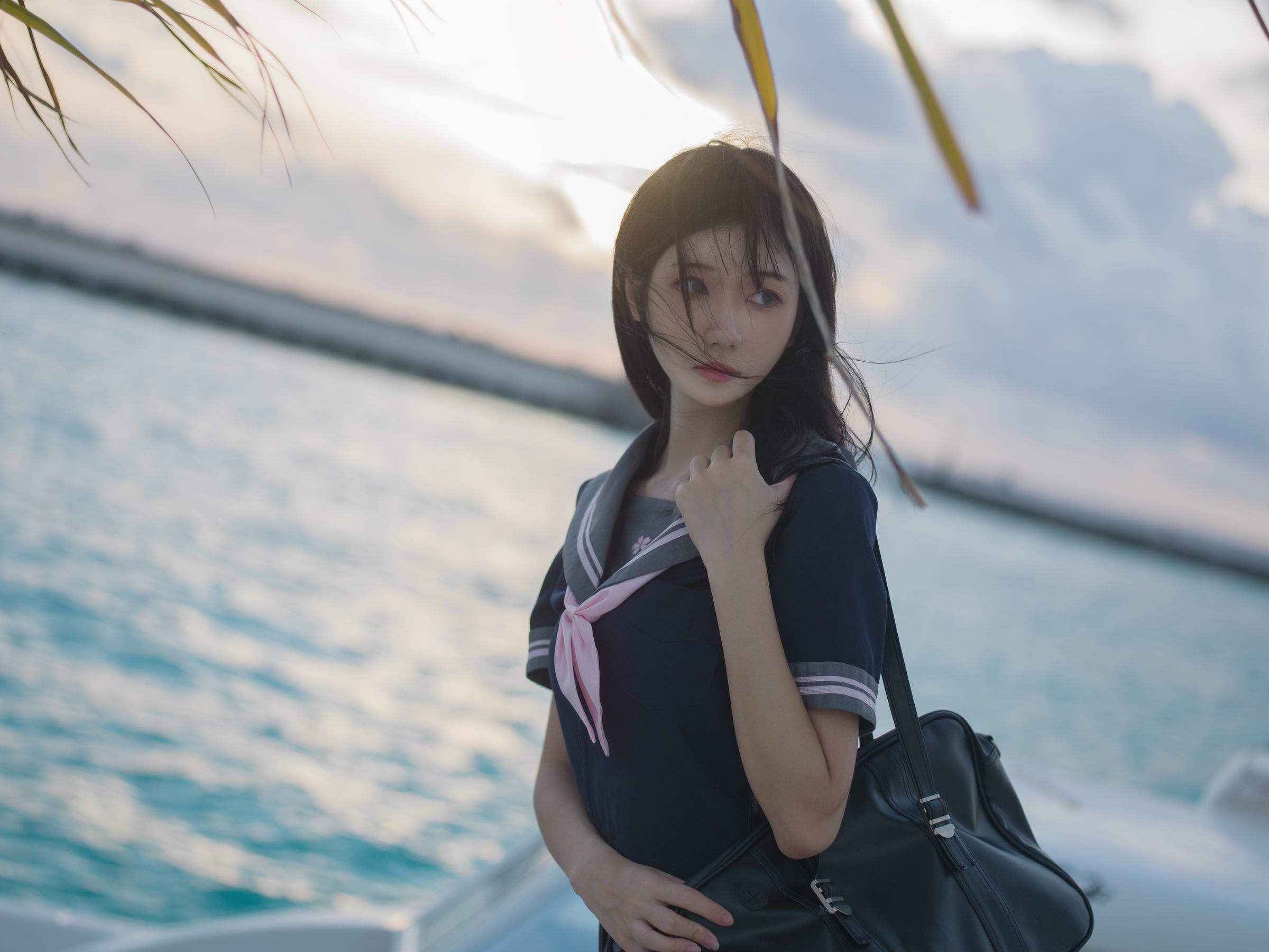 动漫博主南桃Momoko – 蓝jk Cosplay-第2张