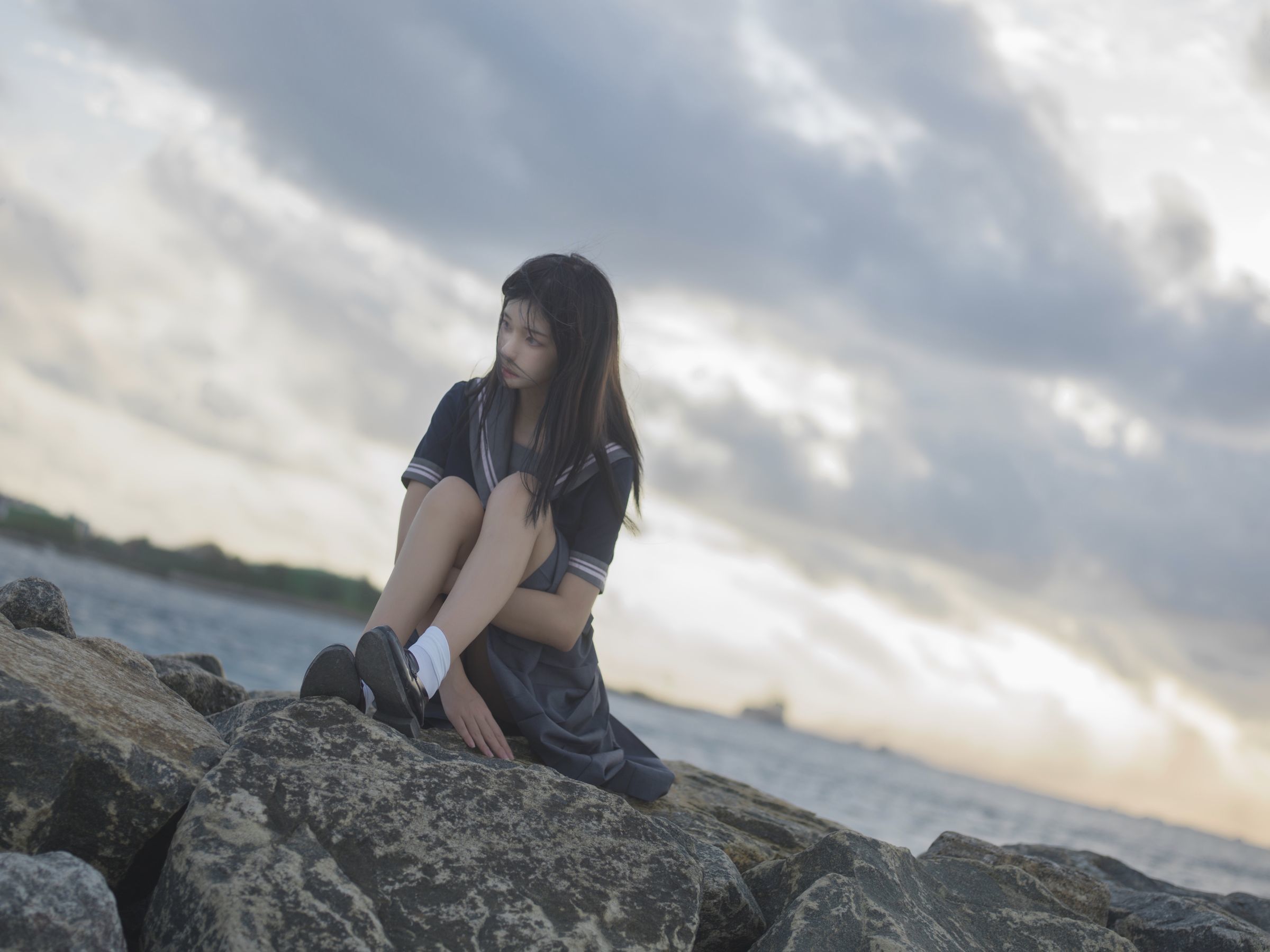 动漫博主南桃Momoko – 蓝jk Cosplay-第3张