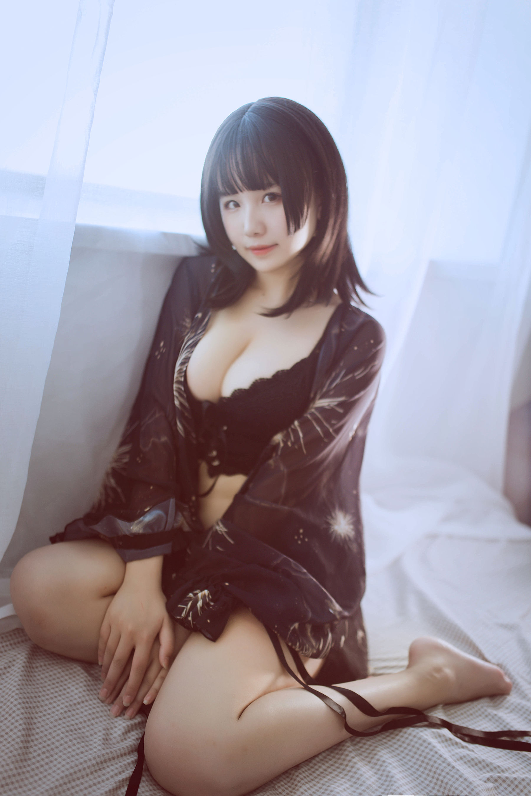 阿半今天很开心 – 黑色吊带 Cosplay-第4张
