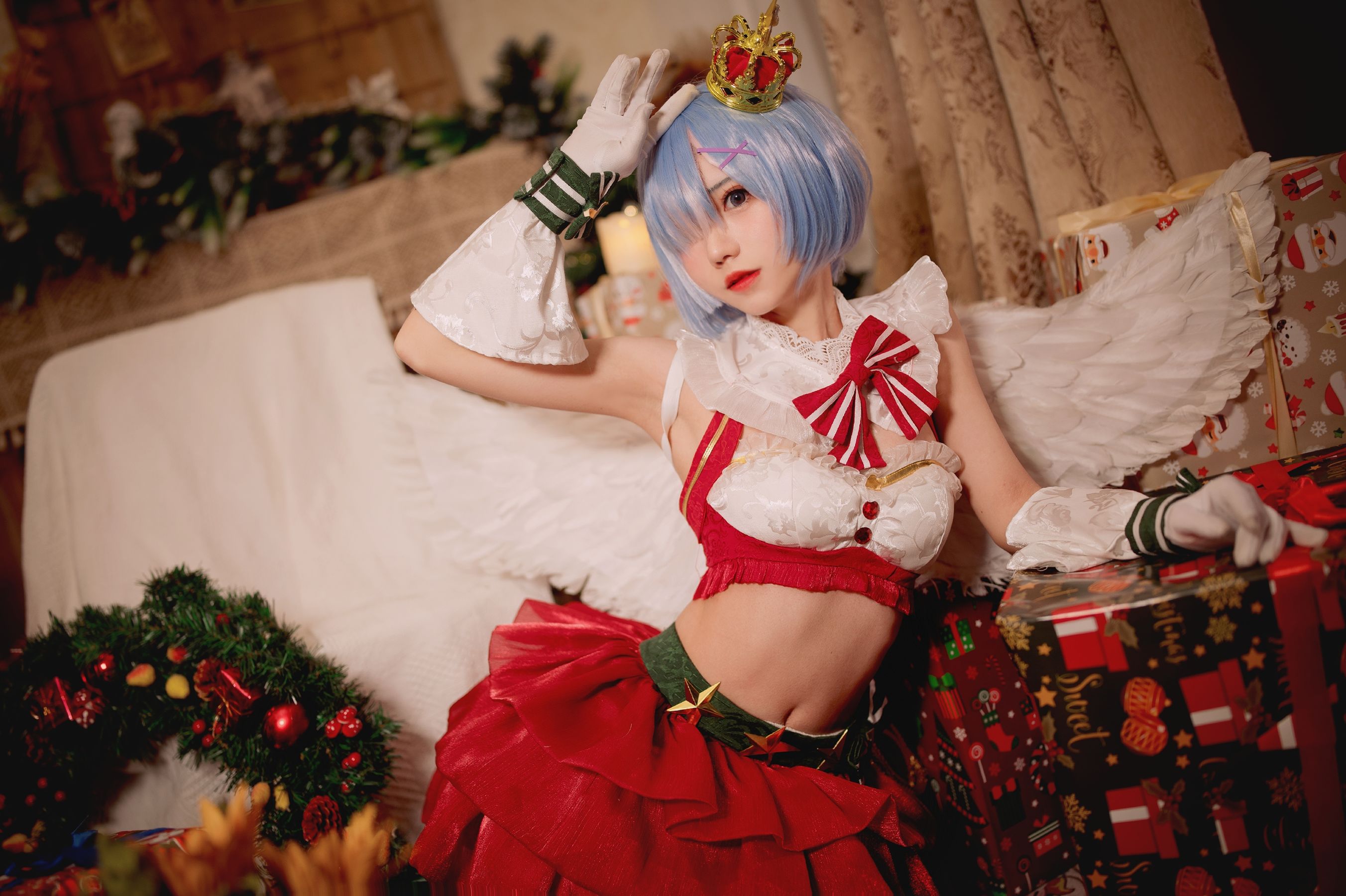 花柒Hana – 圣诞蕾姆 Cosplay-第2张