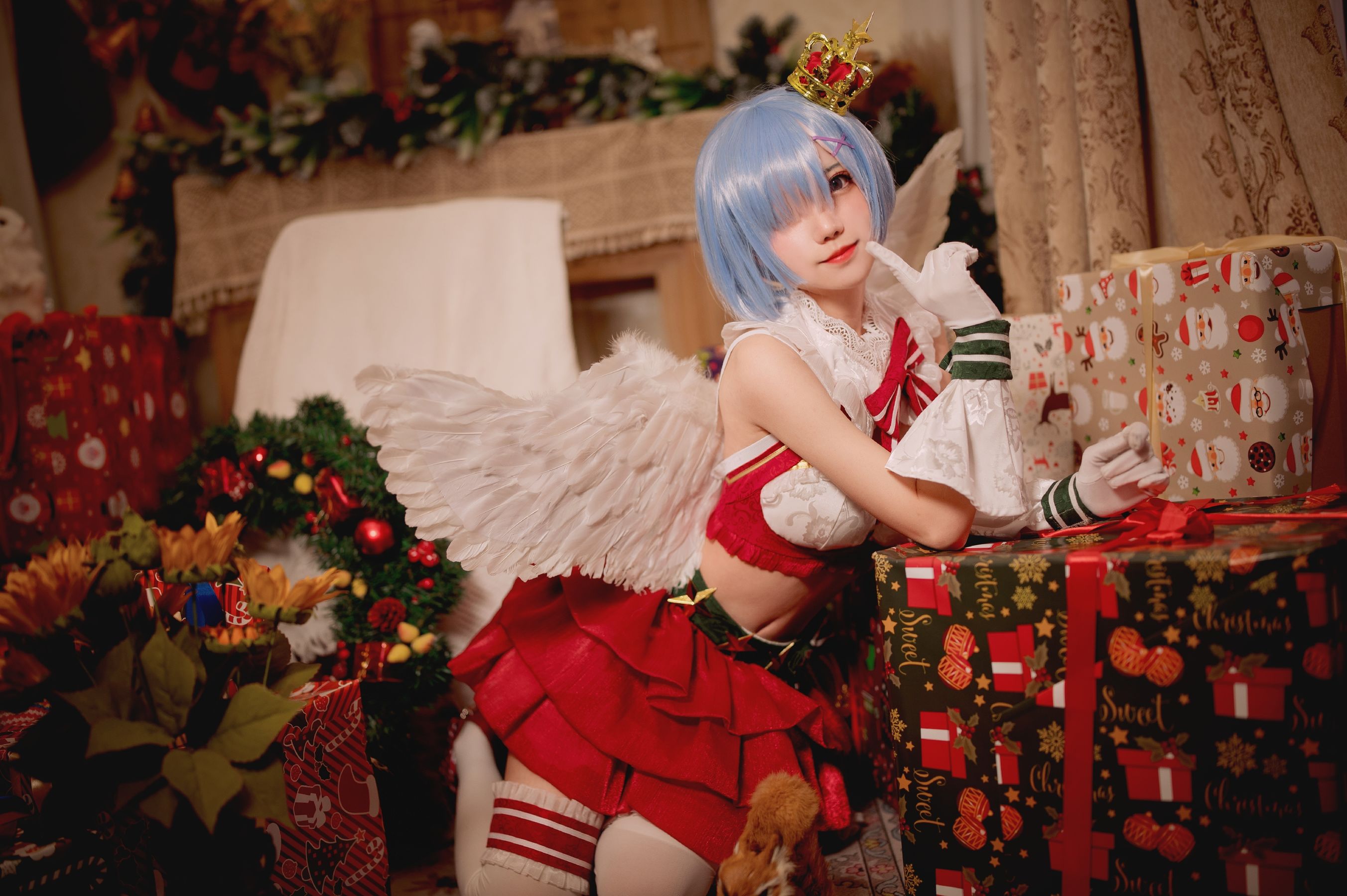 花柒Hana – 圣诞蕾姆 Cosplay-第3张