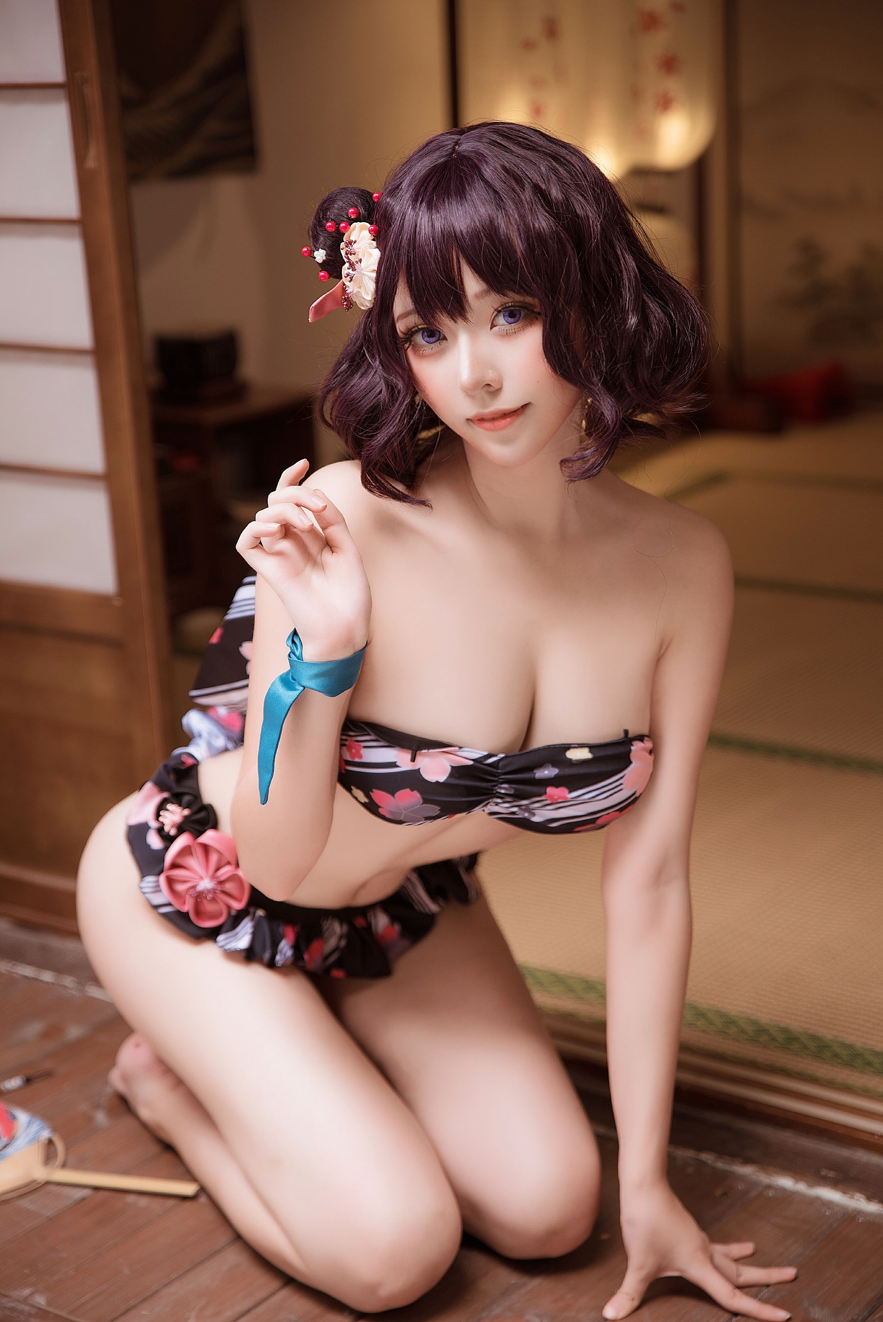 萌妹菌烨tako 葛饰北斋 水着 Cosplay-第1张