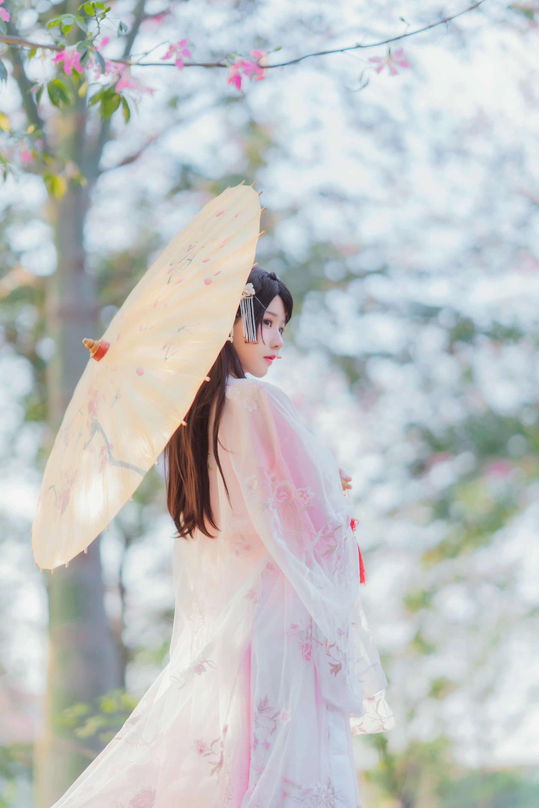 桜桃喵 – 温柔之汉服桃花 Cosplay-第1张