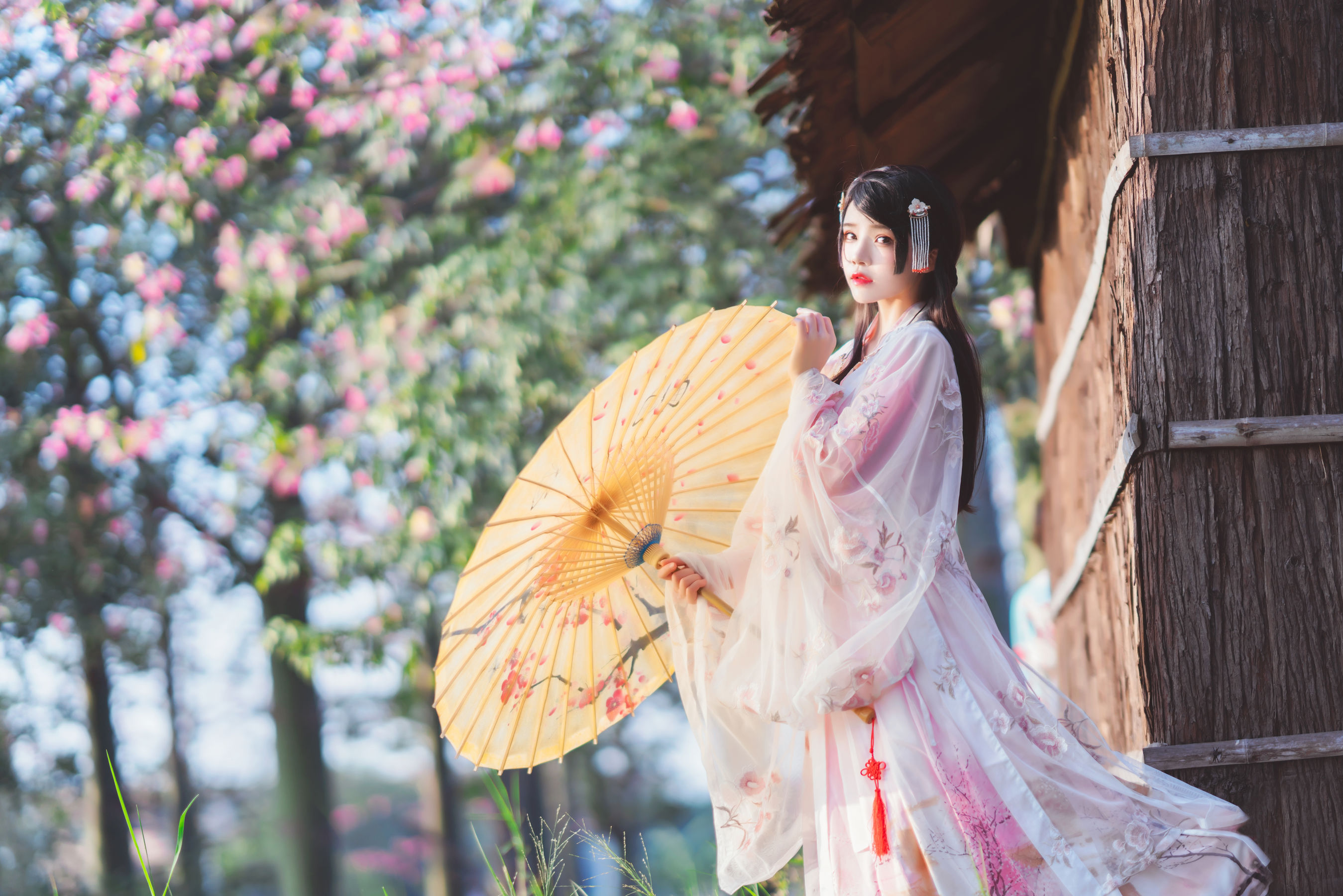 桜桃喵 – 温柔之汉服桃花 Cosplay-第9张