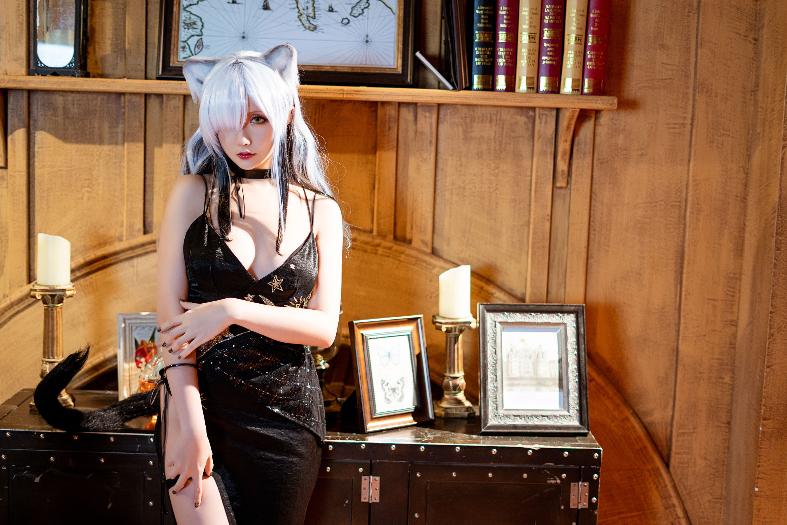 Coser小姐姐星之迟迟 – 明日方舟《黑》 Cosplay-第6张