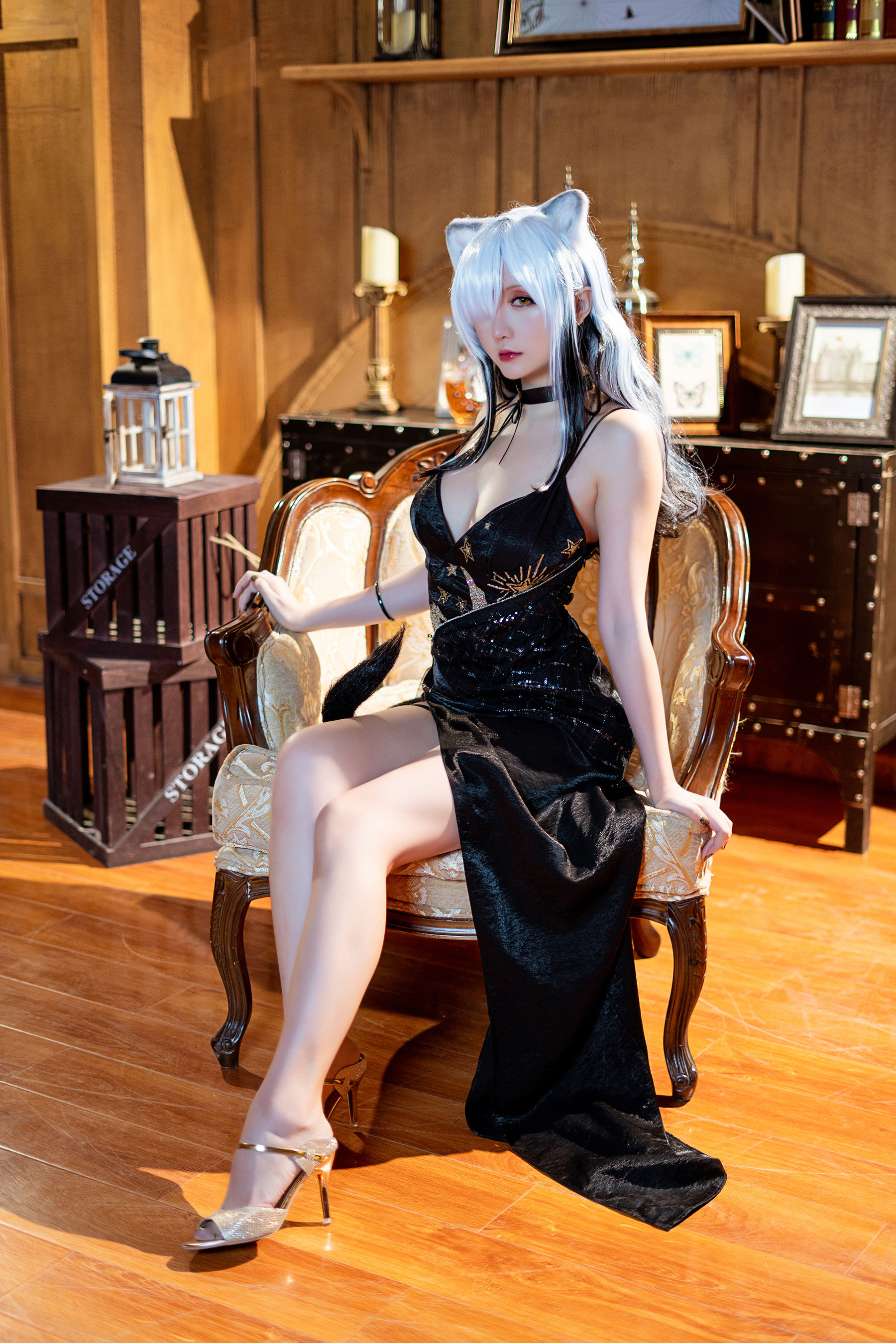 Coser小姐姐星之迟迟 – 明日方舟《黑》 Cosplay-第16张