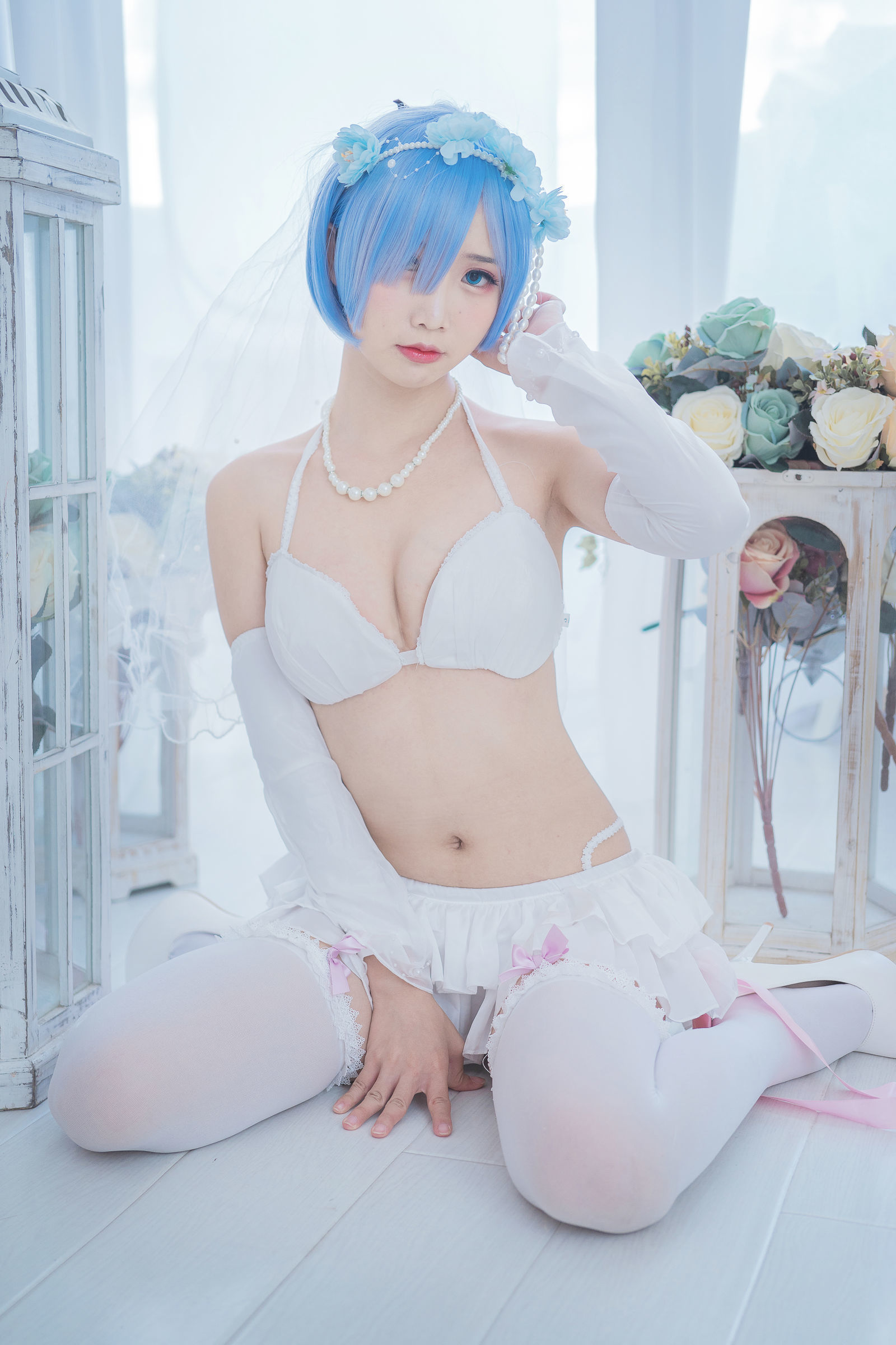 [萝莉COS] 面饼仙儿 – 花嫁蕾姆 Cosplay-第1张