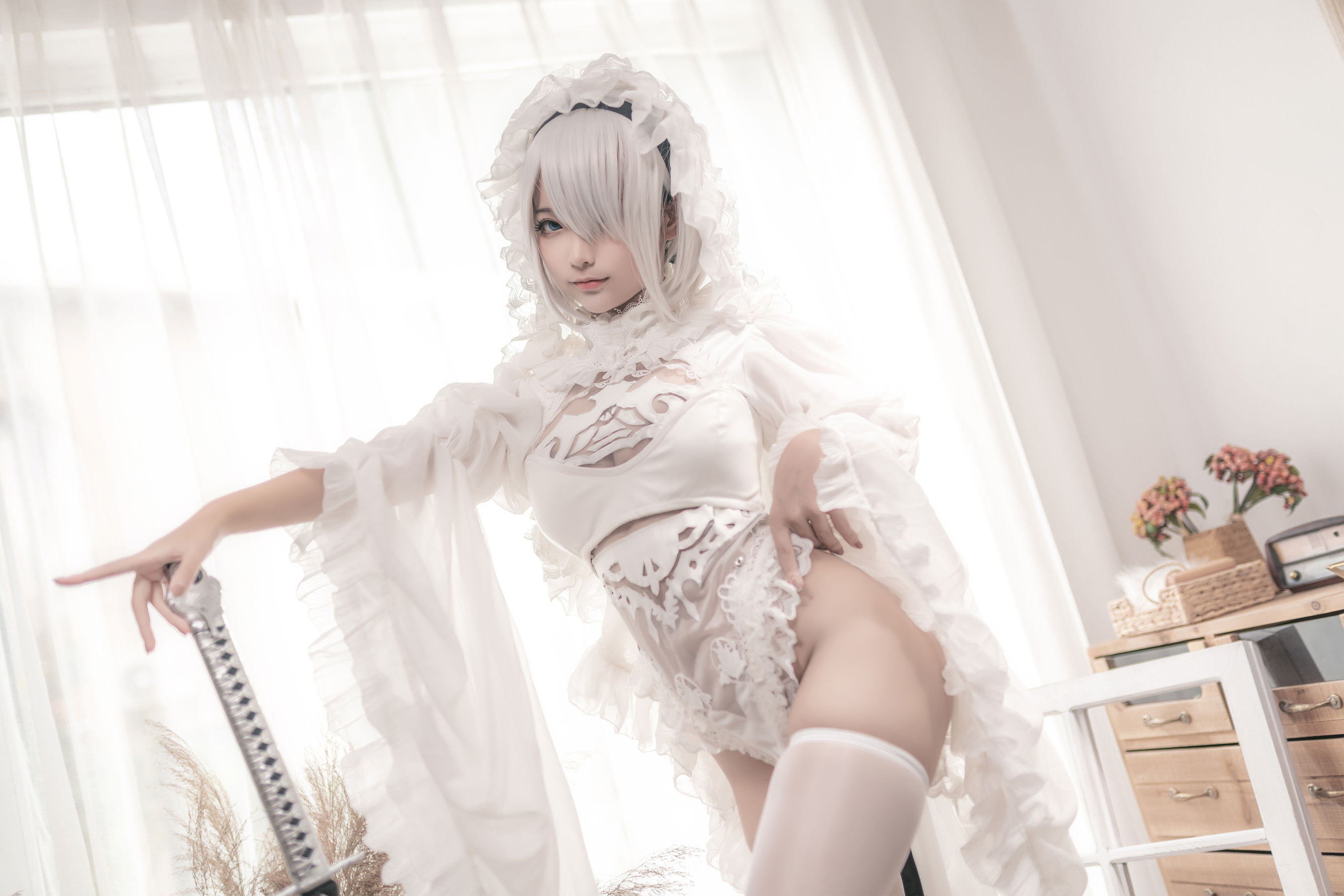 动漫博主蠢沫沫 – 尼尔纪元 白花嫁 Cosplay-第1张