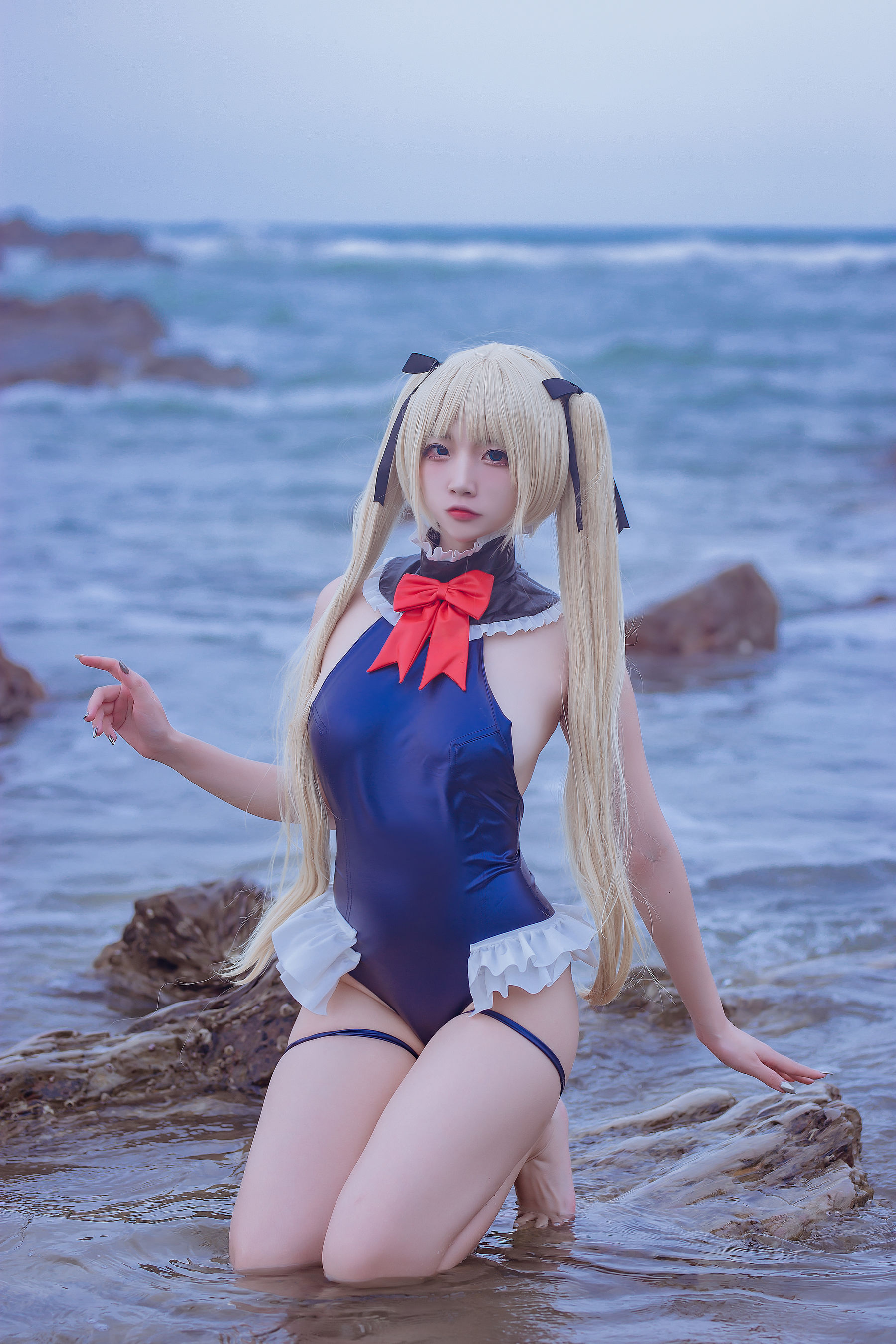 人气Coser二佐Nisa – 碧蓝 玛丽罗斯泳装 Cosplay-第3张