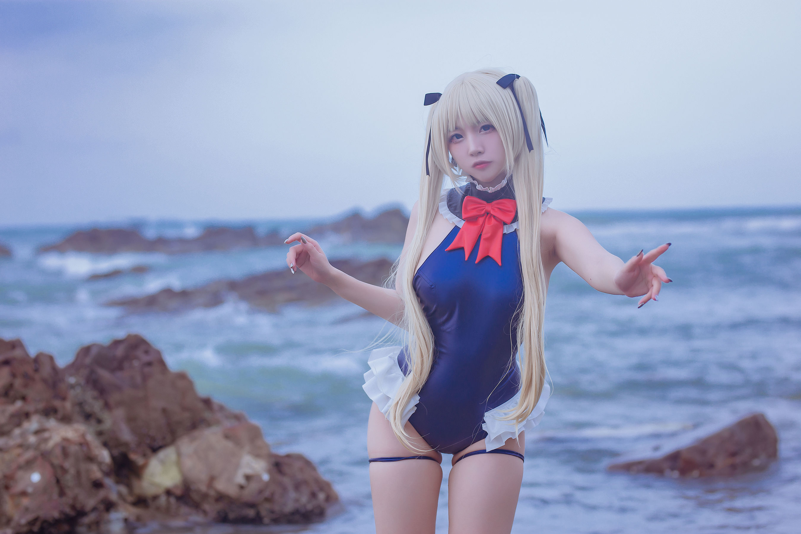 人气Coser二佐Nisa – 碧蓝 玛丽罗斯泳装 Cosplay-第4张