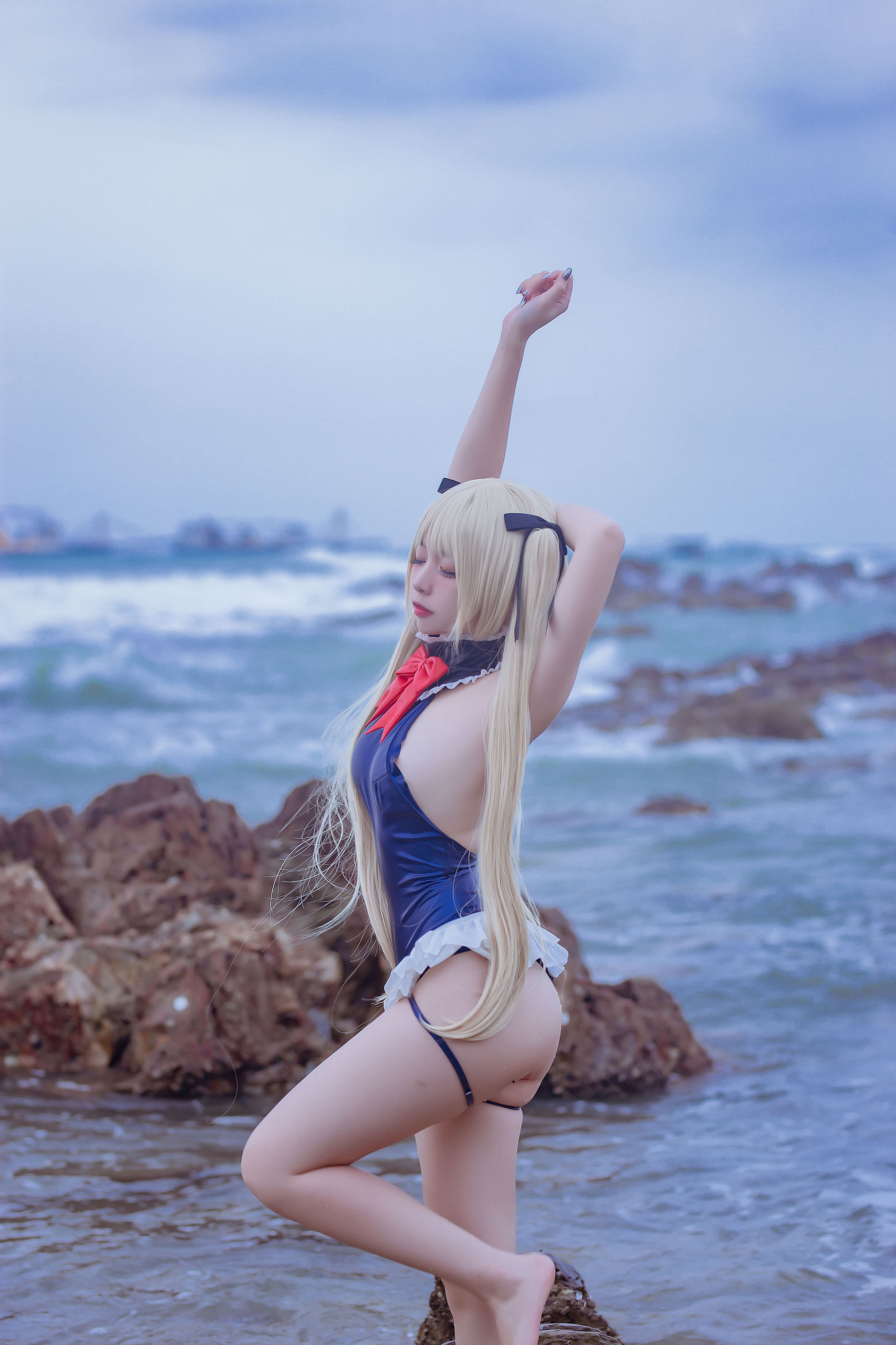 人气Coser二佐Nisa – 碧蓝 玛丽罗斯泳装 Cosplay-第11张