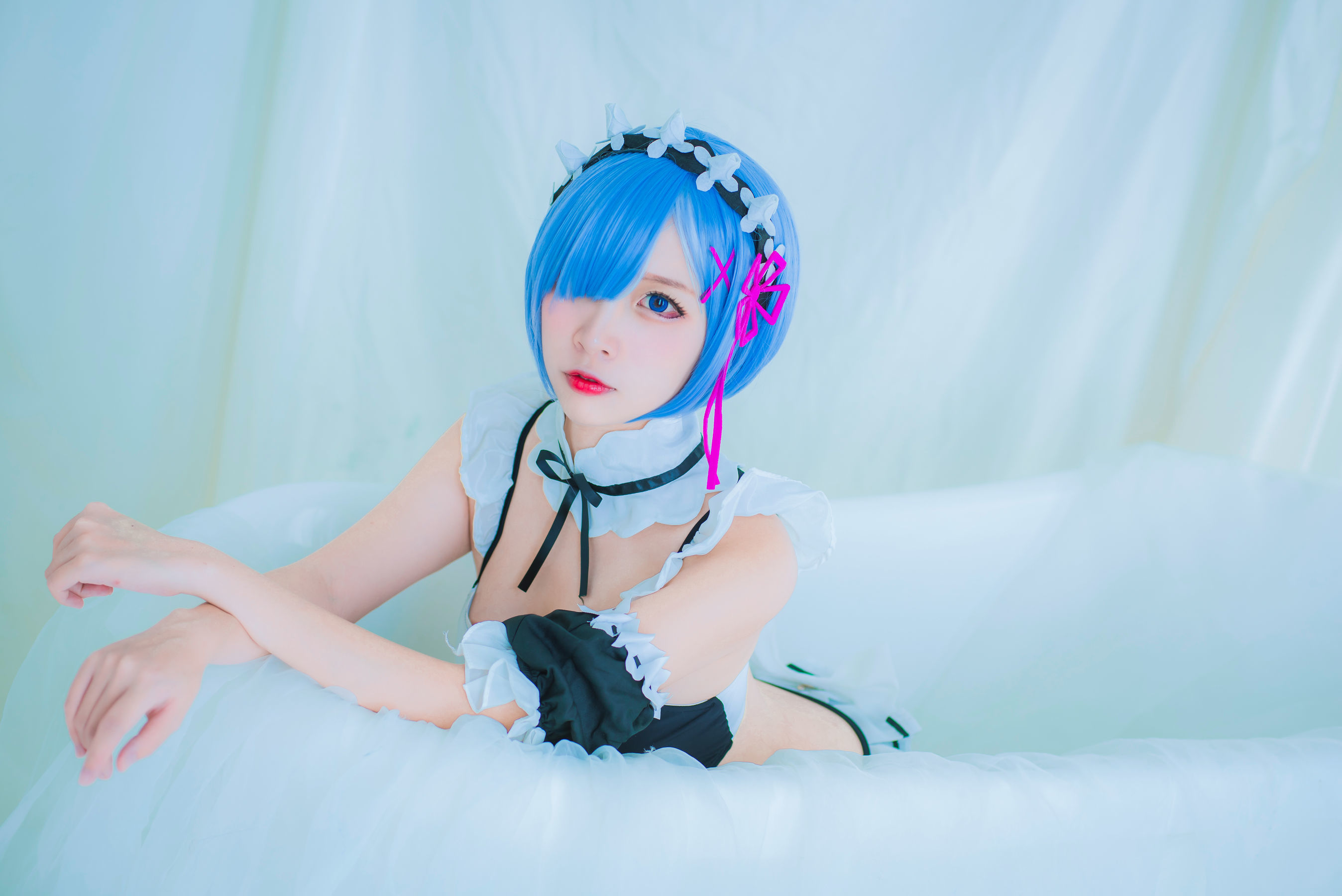 人气Coser二佐Nisa 蕾姆泳装 Cosplay-第1张