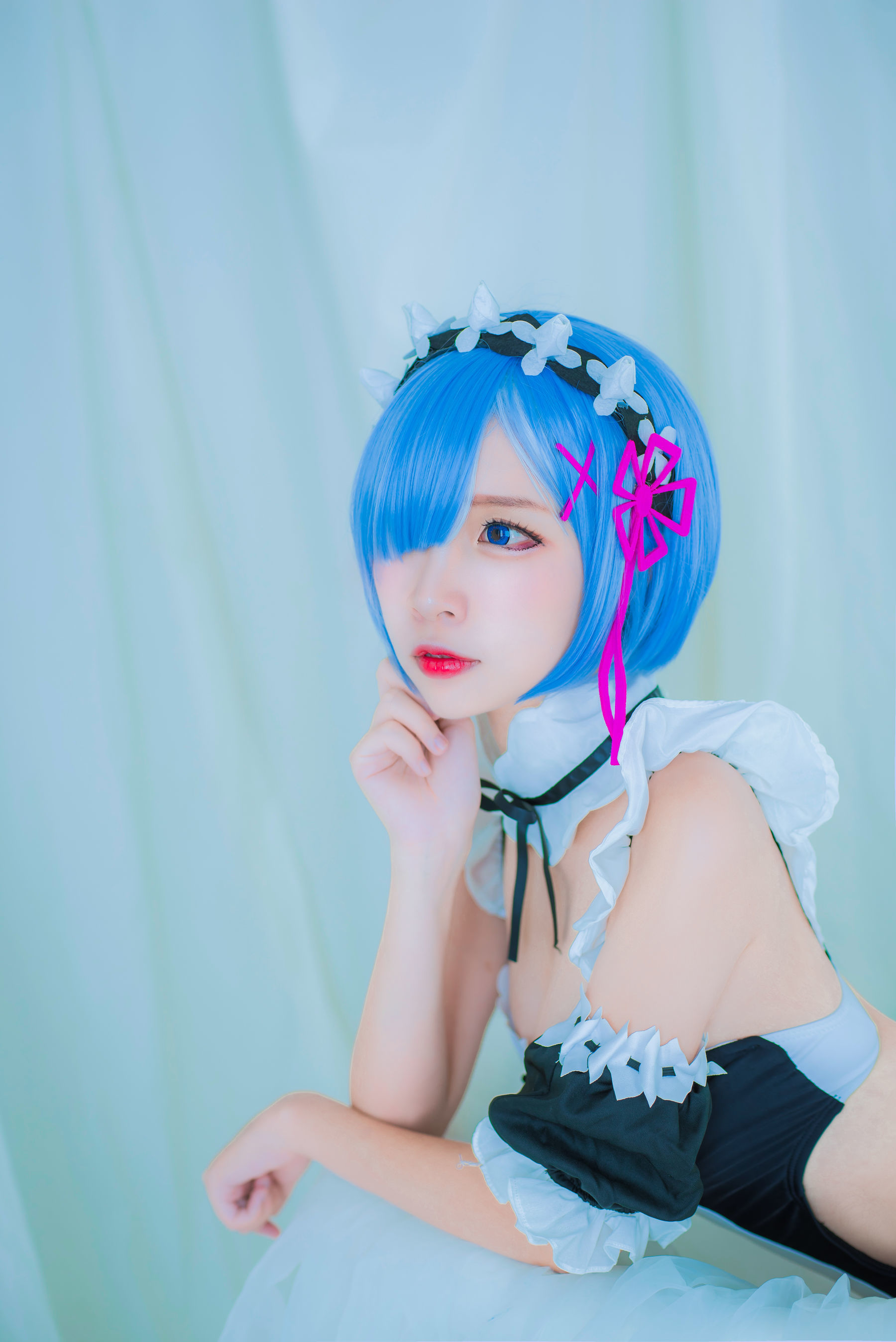 人气Coser二佐Nisa 蕾姆泳装 Cosplay-第2张