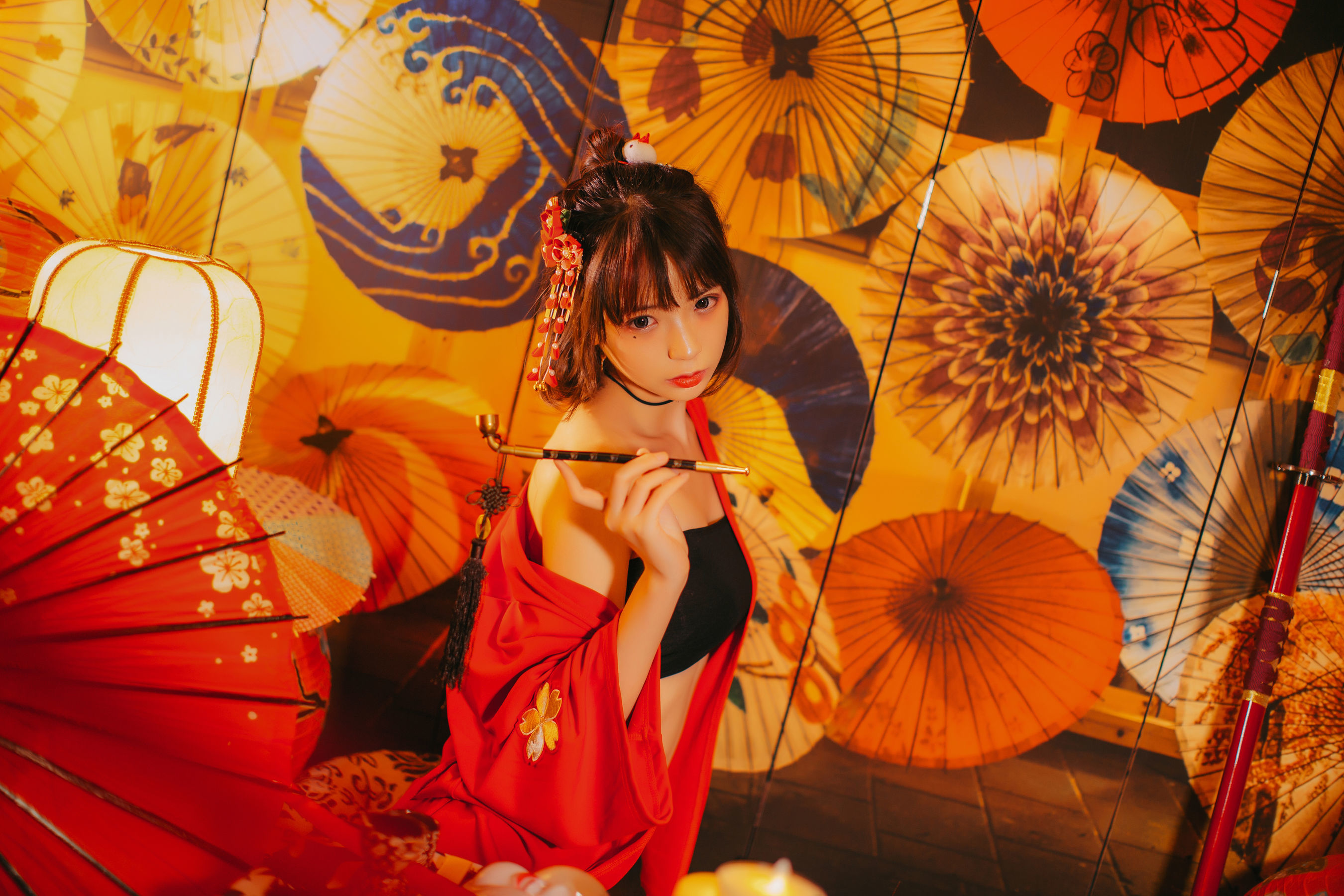 疯猫ss 红色羽衣 Cosplay-第2张