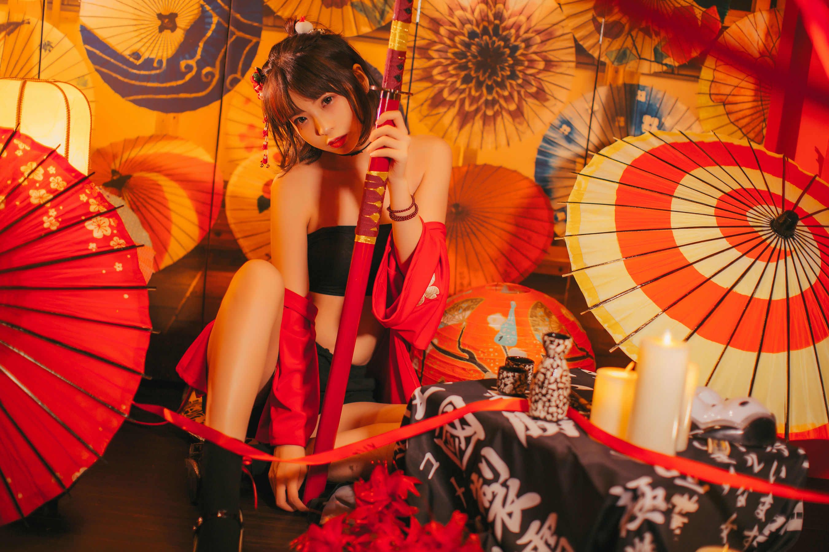 疯猫ss 红色羽衣 Cosplay-第7张