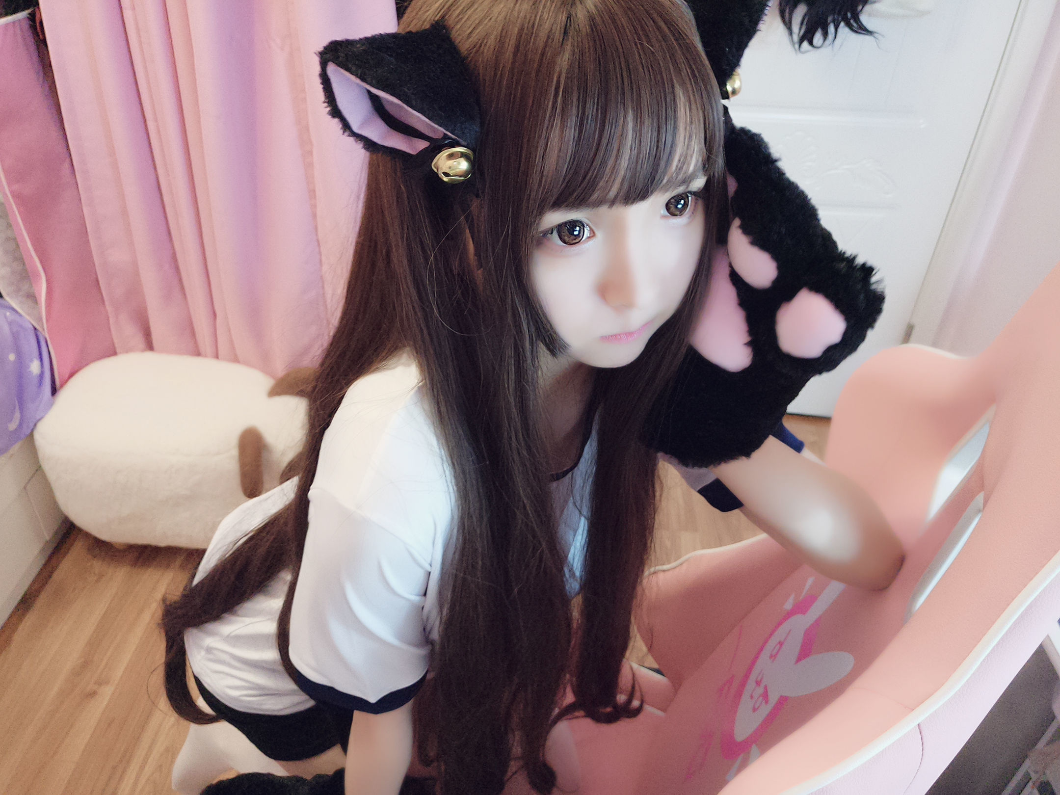 二次元美女古川kagura – 猫耳体操 Cosplay-第1张