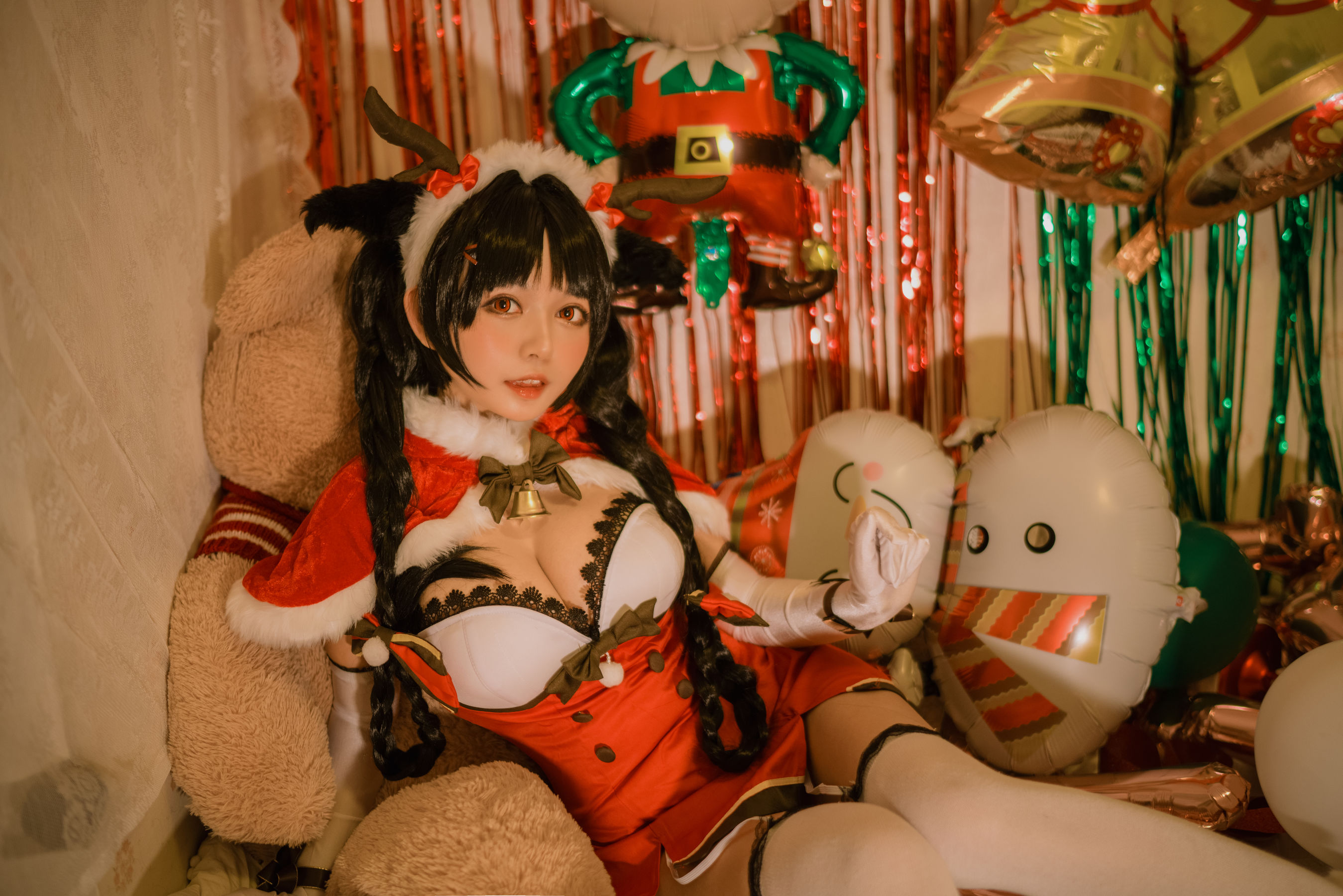 大眼萌妹黑猫猫OvO – 大潮圣诞 Cosplay-第1张