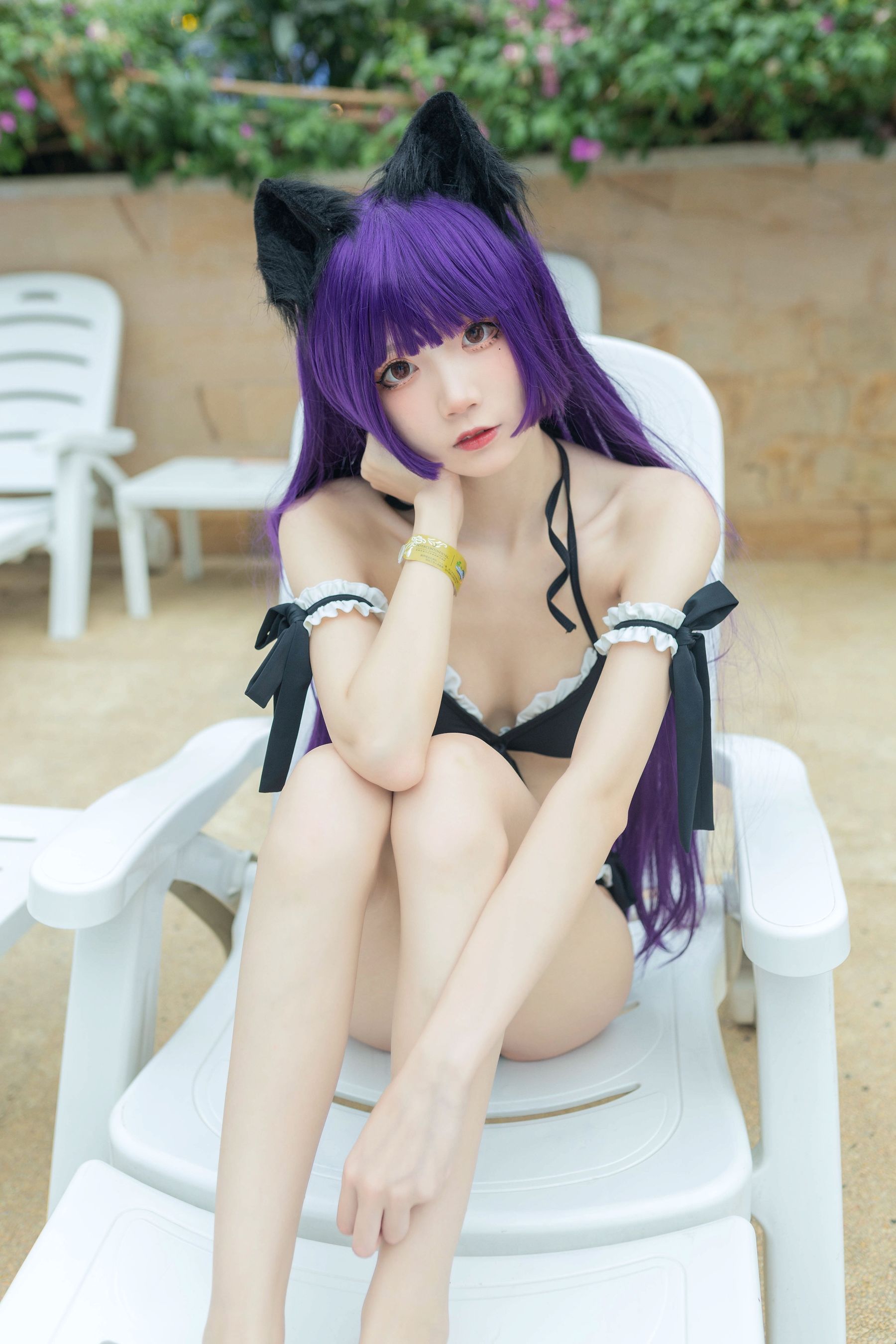 清纯少女五更百鬼 – 黑猫泳装 Cosplay-第1张
