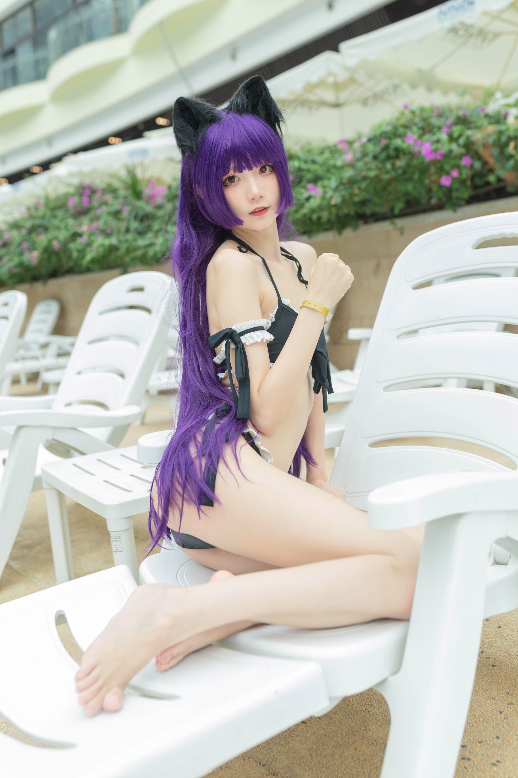 清纯少女五更百鬼 – 黑猫泳装 Cosplay-第3张
