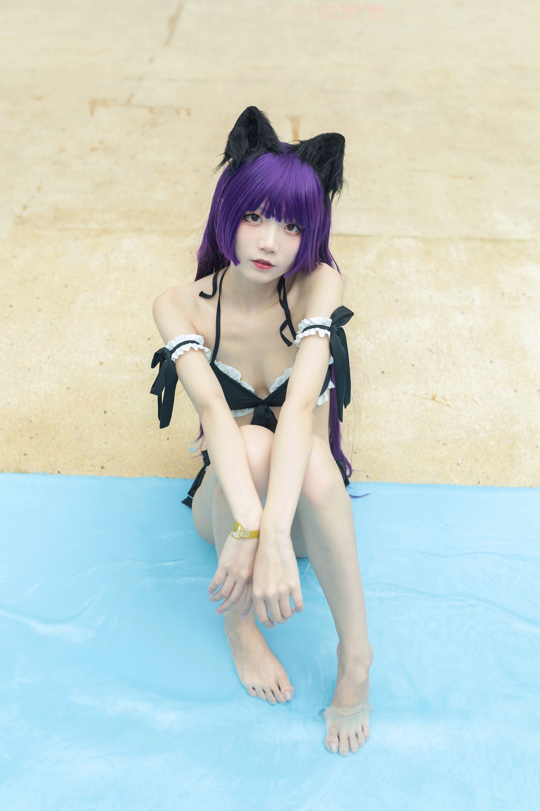 清纯少女五更百鬼 – 黑猫泳装 Cosplay-第6张