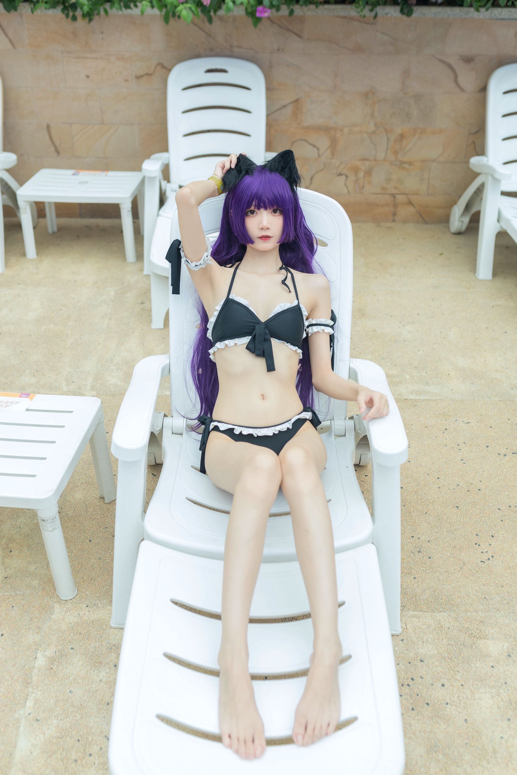 清纯少女五更百鬼 – 黑猫泳装 Cosplay-第8张