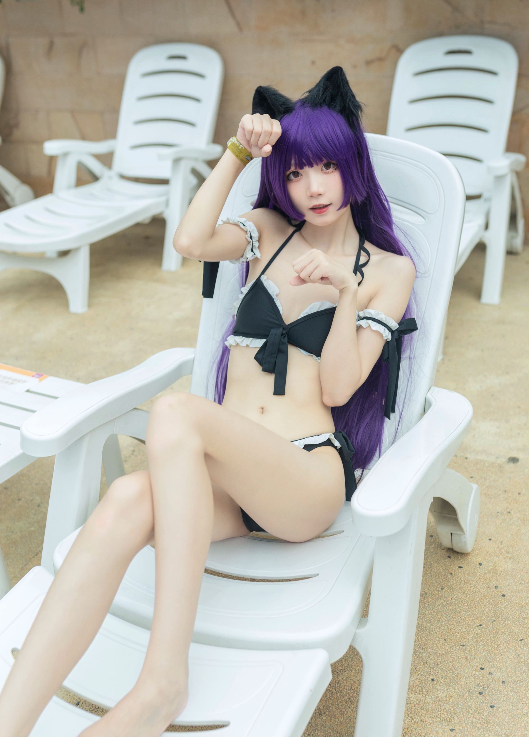清纯少女五更百鬼 – 黑猫泳装 Cosplay-第9张