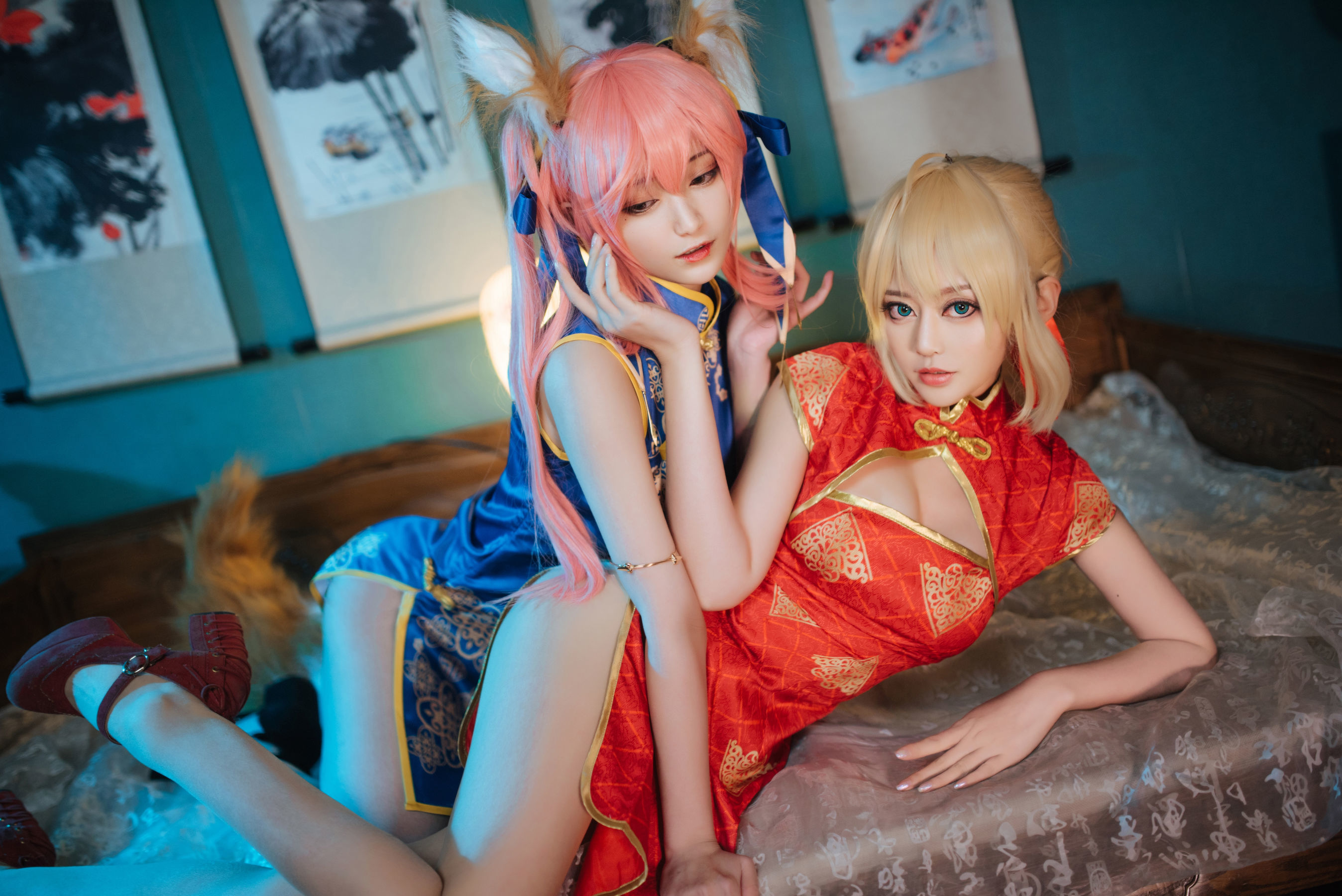 动漫博主铁板烧鬼舞w 玉藻前旗袍 Cosplay-第2张
