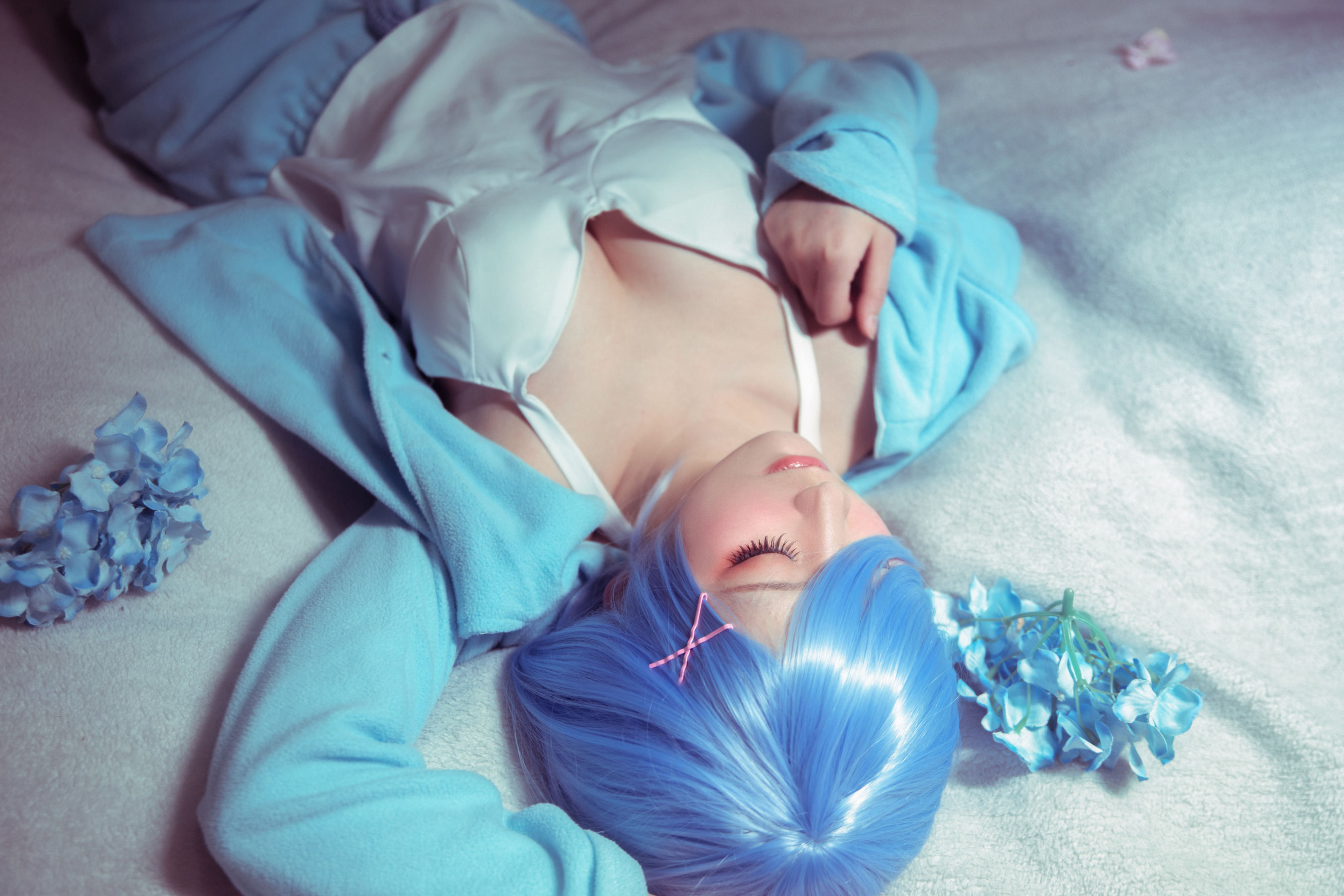 [Cosplay写真] 动漫博主弦音sic – RE从零开始的异世界生活 蕾姆猫咪睡衣 Cosplay-第1张