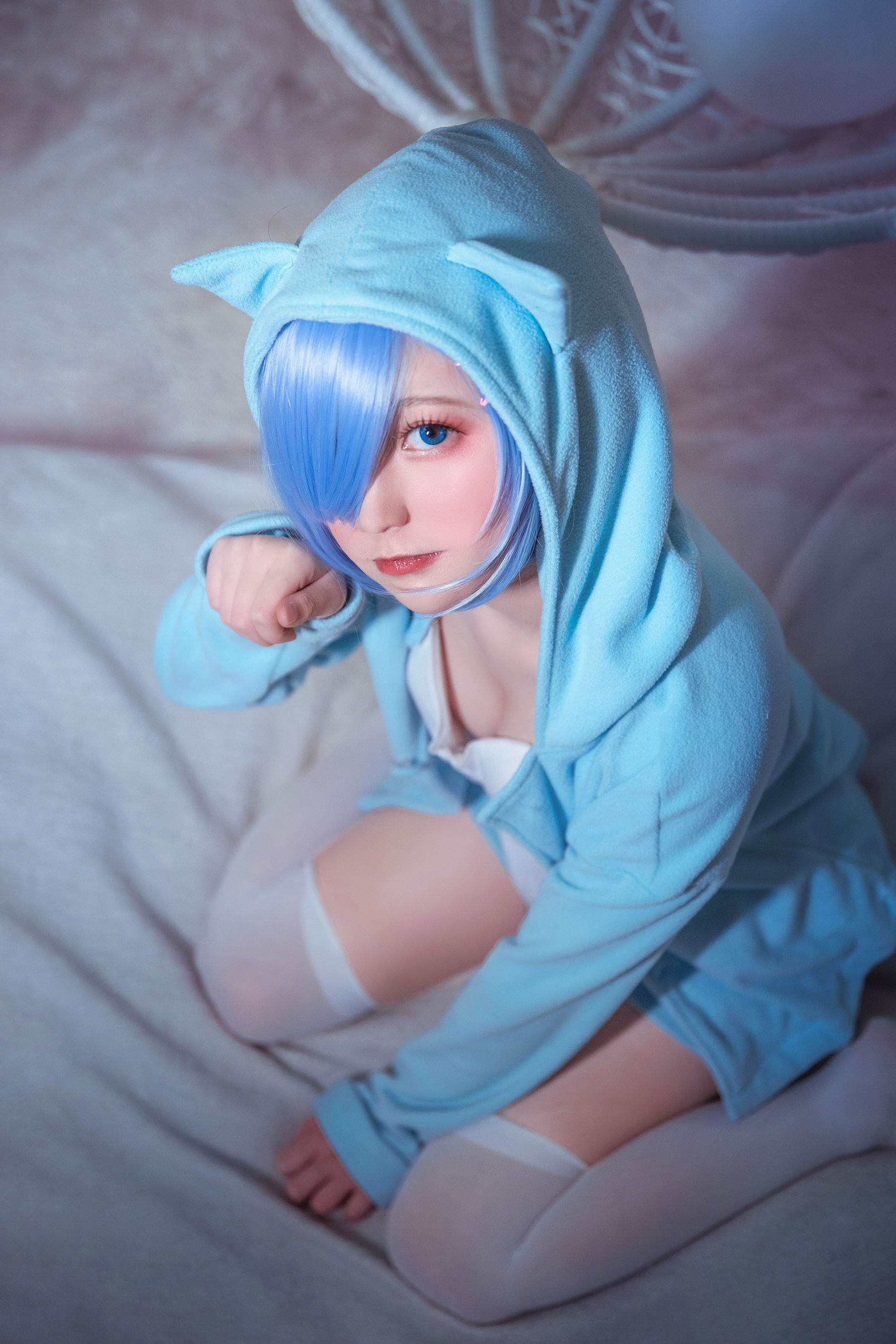 [Cosplay写真] 动漫博主弦音sic – RE从零开始的异世界生活 蕾姆猫咪睡衣 Cosplay-第4张