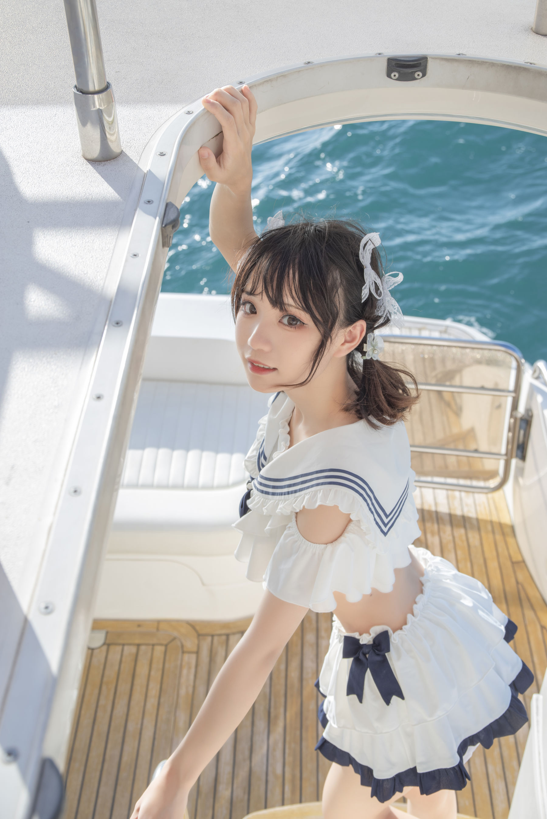 花柒Hana – 三亚熊之海军风泳装 Cosplay-第3张