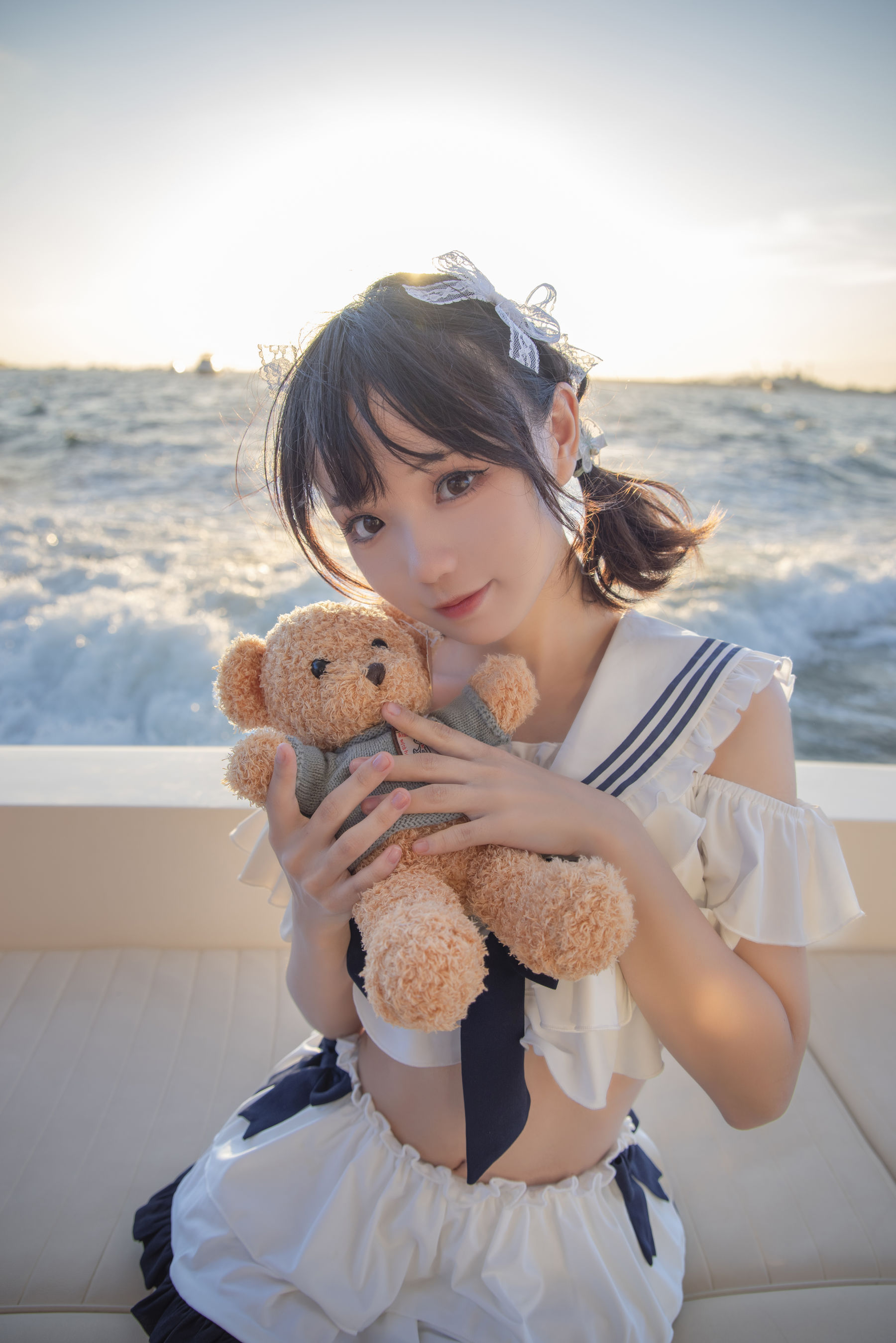 花柒Hana – 三亚熊之海军风泳装 Cosplay-第4张