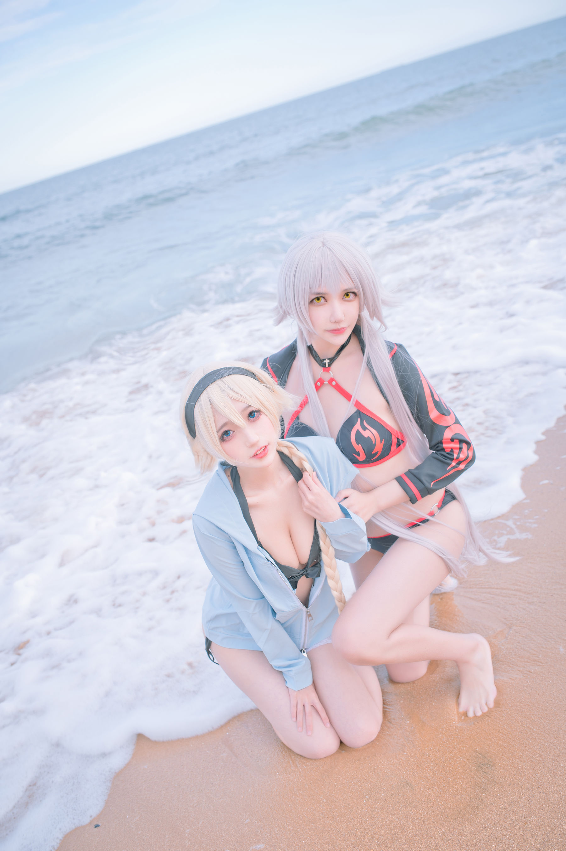 周叽是可爱兔兔 – 黑白贞双人泳衣 Cosplay-第2张