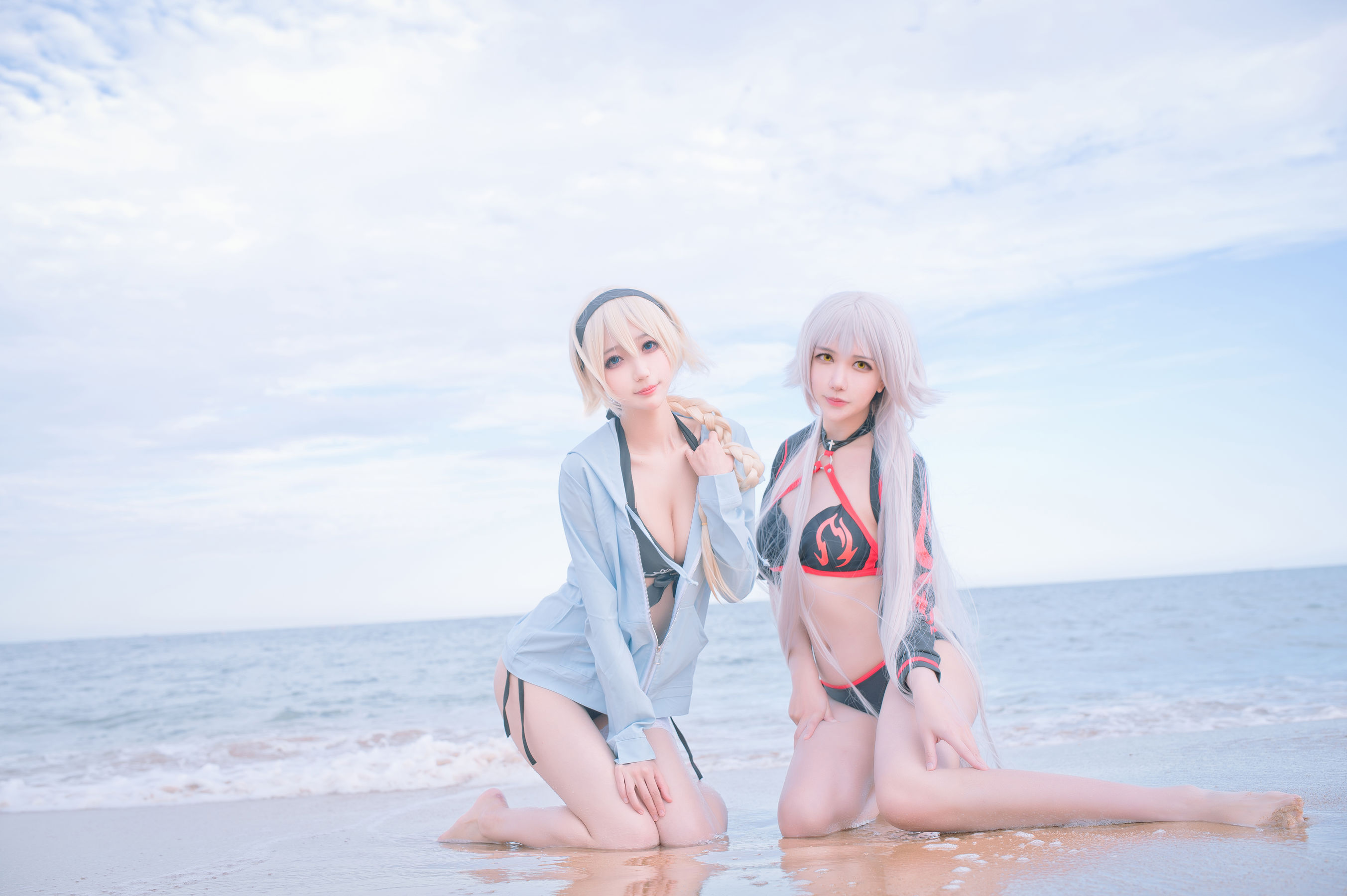 周叽是可爱兔兔 – 黑白贞双人泳衣 Cosplay-第3张
