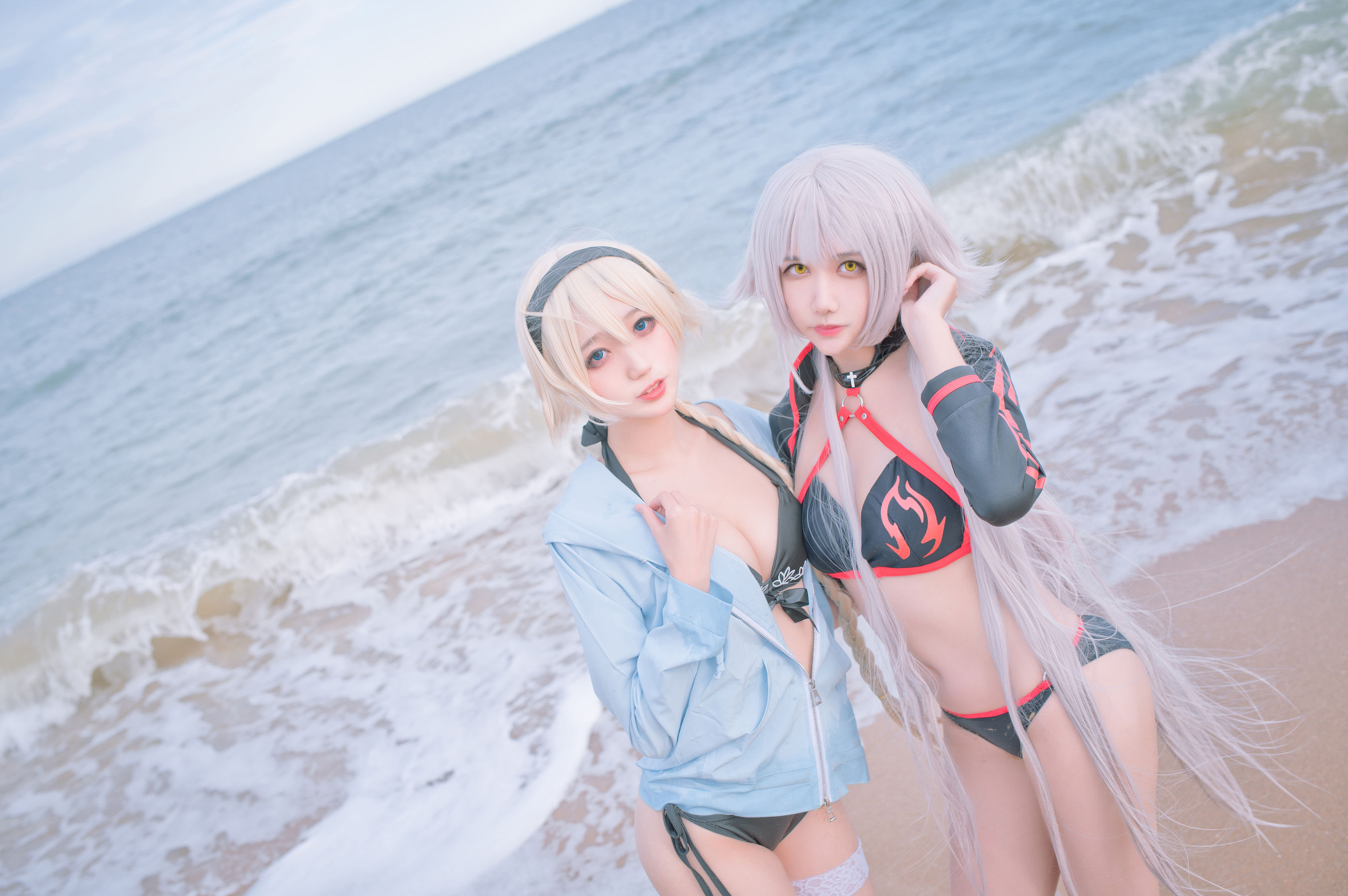周叽是可爱兔兔 – 黑白贞双人泳衣 Cosplay-第5张